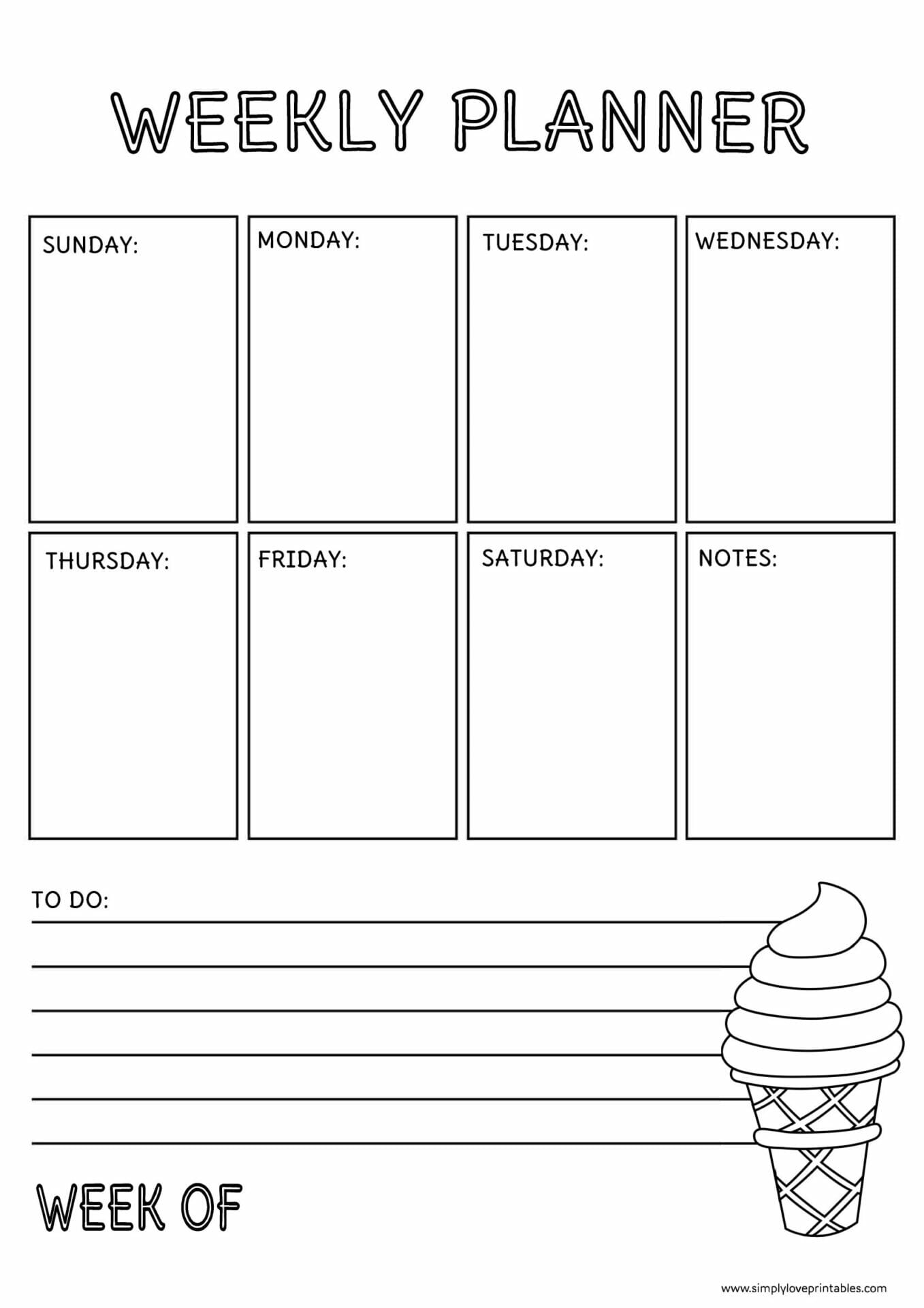 Ice Cream Cone Printable Planner