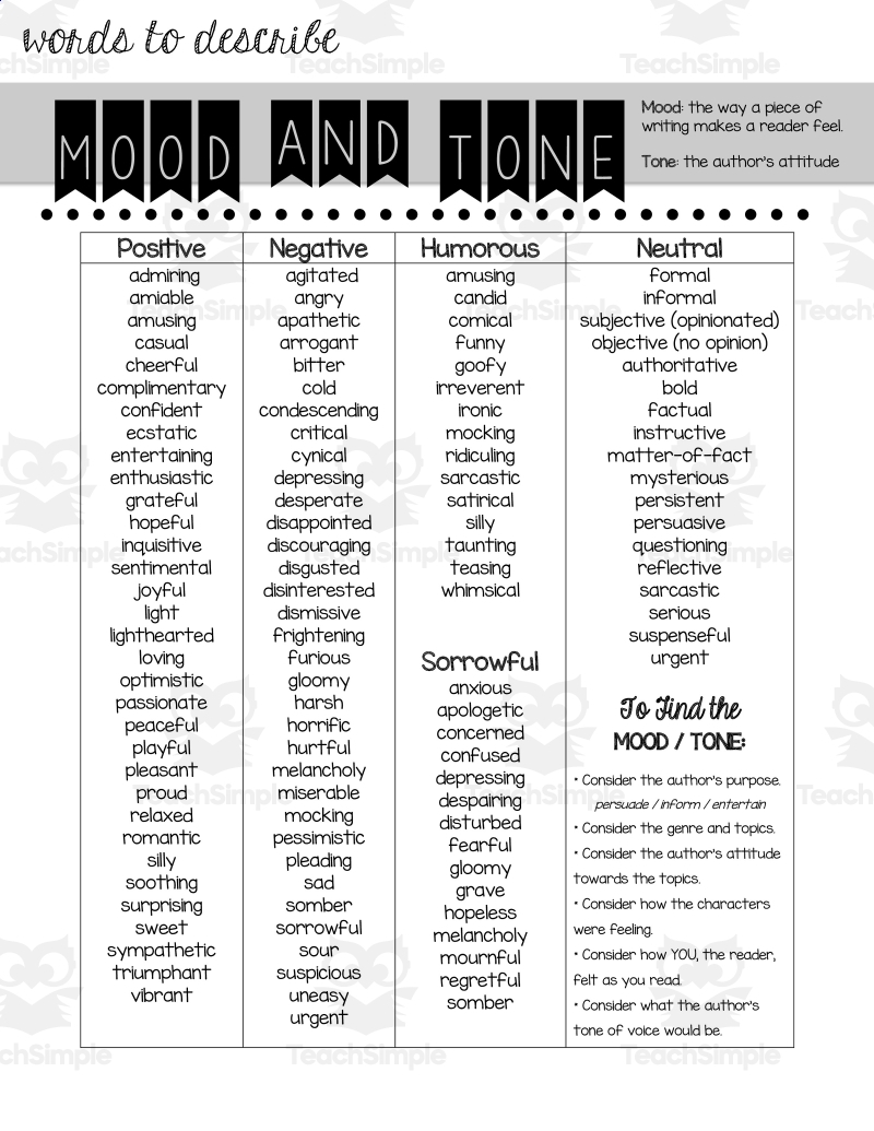 Identifying Mood Lesson Plans amp Worksheets Reviewed By Teachers Worksheets Library