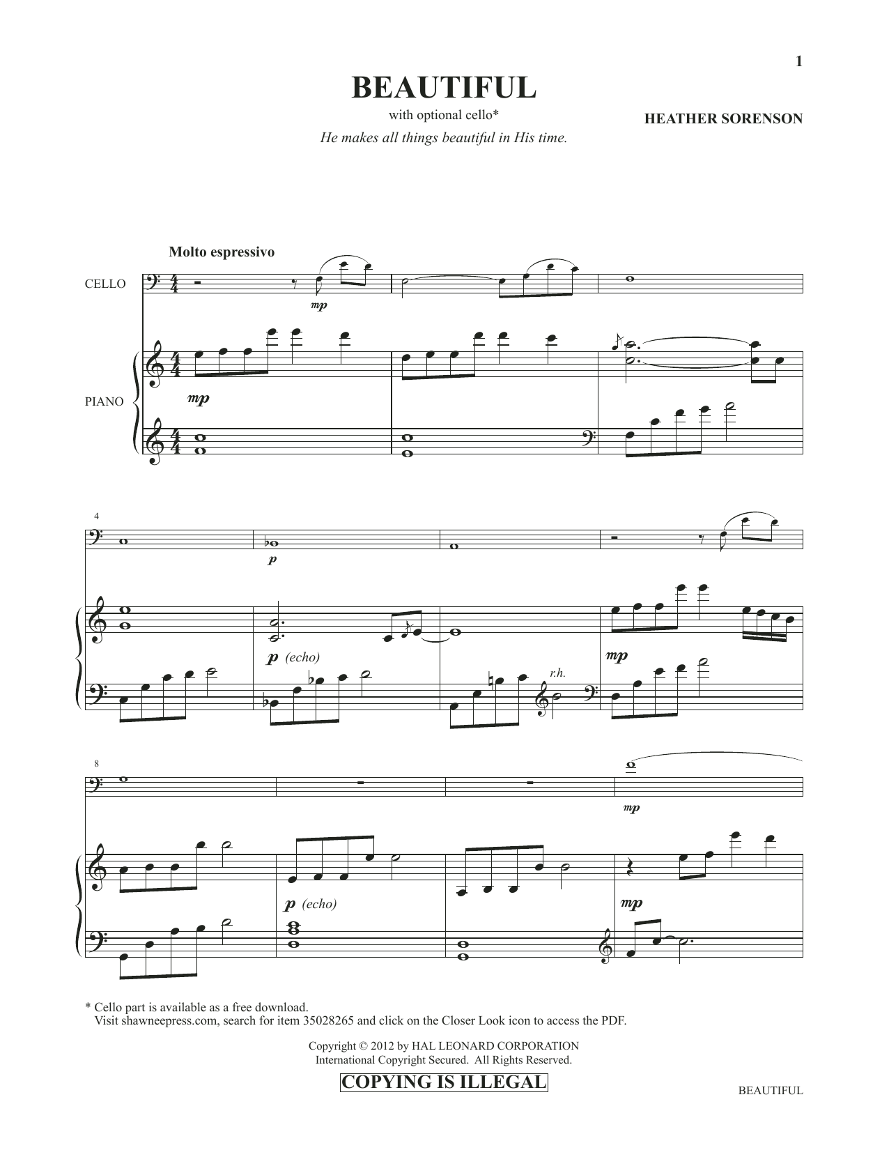 Beautiful Heathers Sheet Music Printable