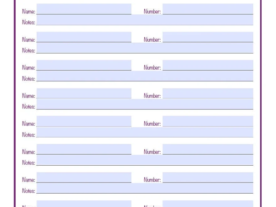 Important Contacts And Phone Numbers Printable Instant PDF Digital Download Simply Designed Type In Text Before Printing Etsy