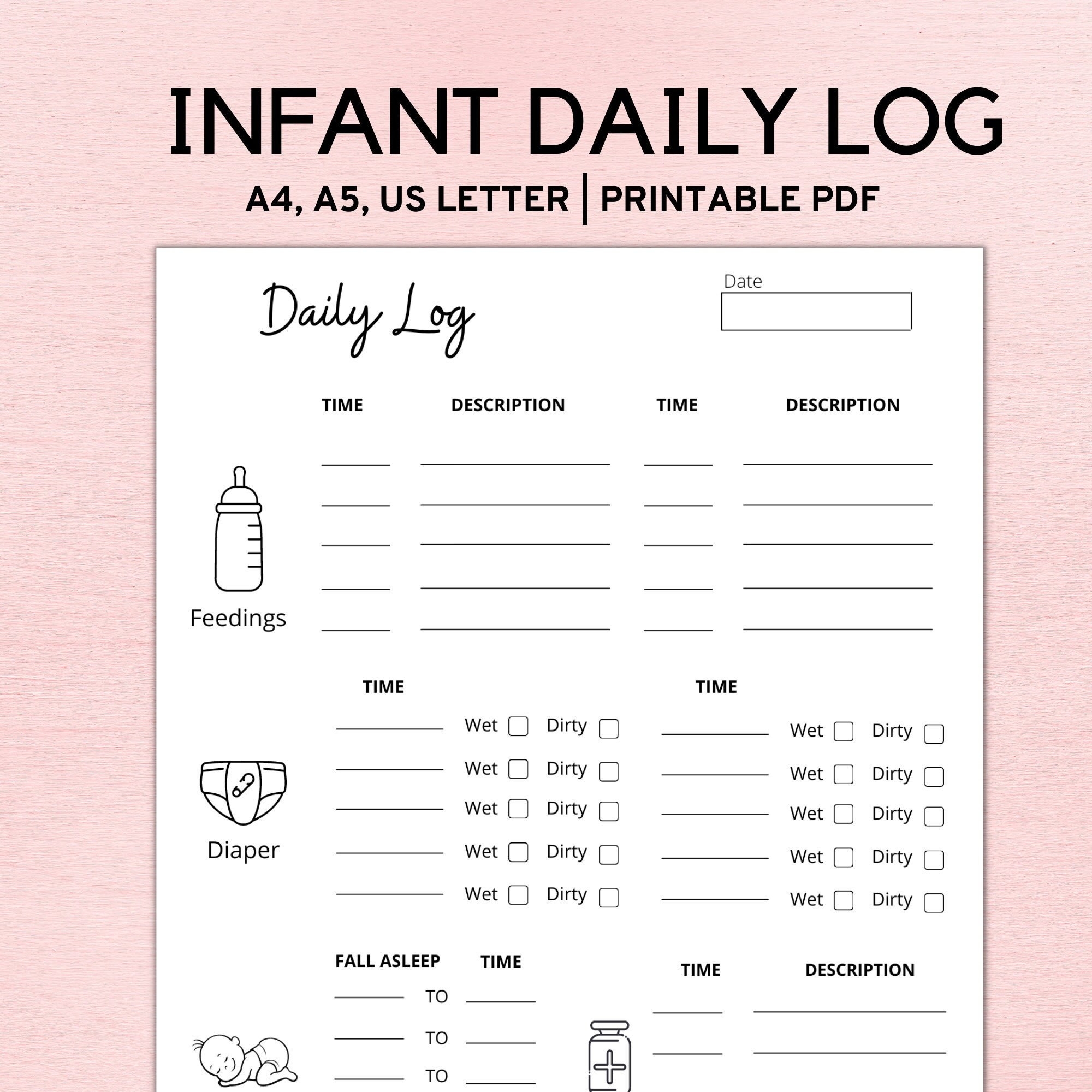 Infant Daily Log Printable Etsy Infant Daily Log Printable Etsy