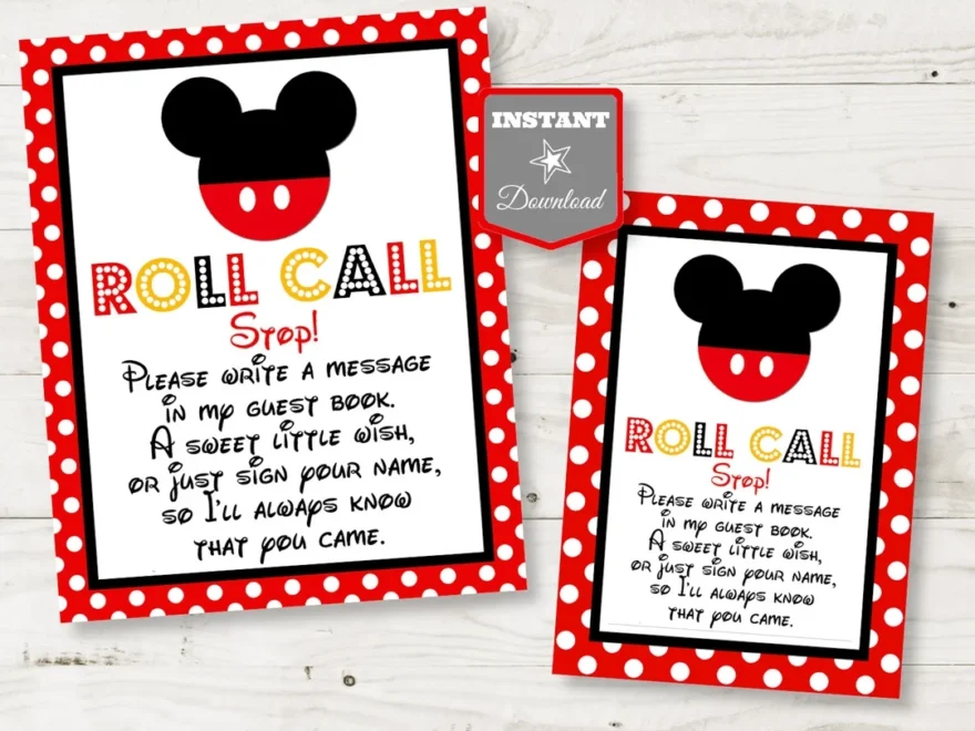 INSTANT DOWNLOAD Classic Mouse Printable 5x7 And 8x10 Roll Call Guest Book Sign Autograph Book Classic Mouse Collection Item 3309 Etsy