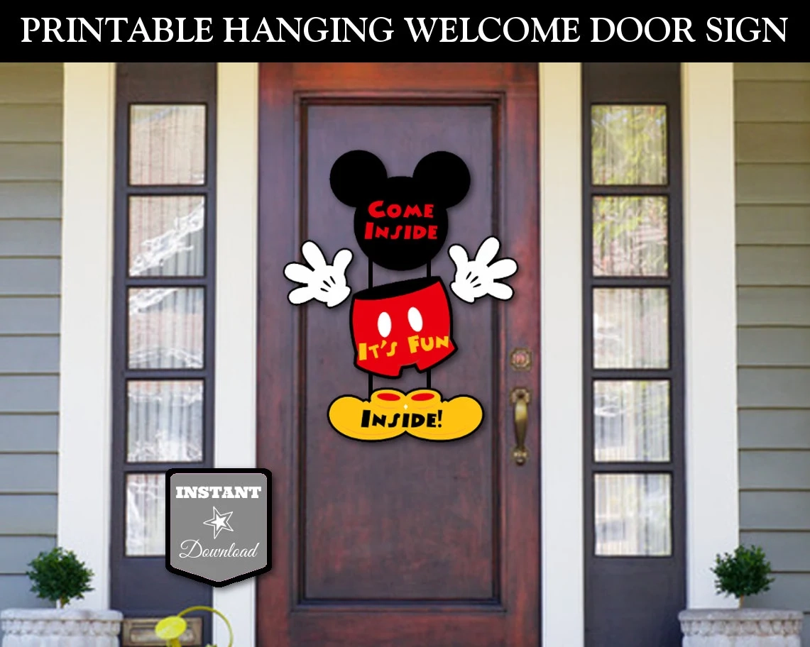 INSTANT DOWNLOAD Printable Classic Mouse Hanging Welcome Door Sign Come Inside It s Fun Inside Classic Mouse Collection Item 1574 Etsy