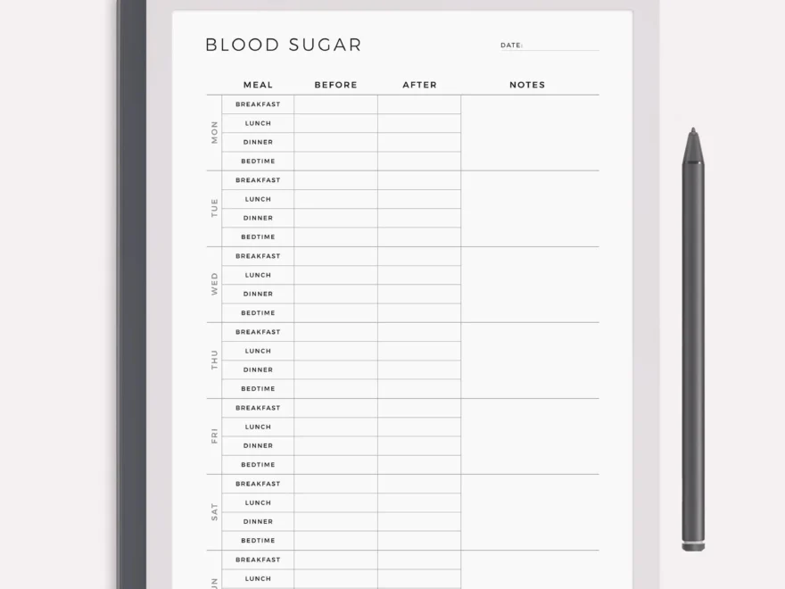 Insulin Blood Sugar Log Printable Etsy