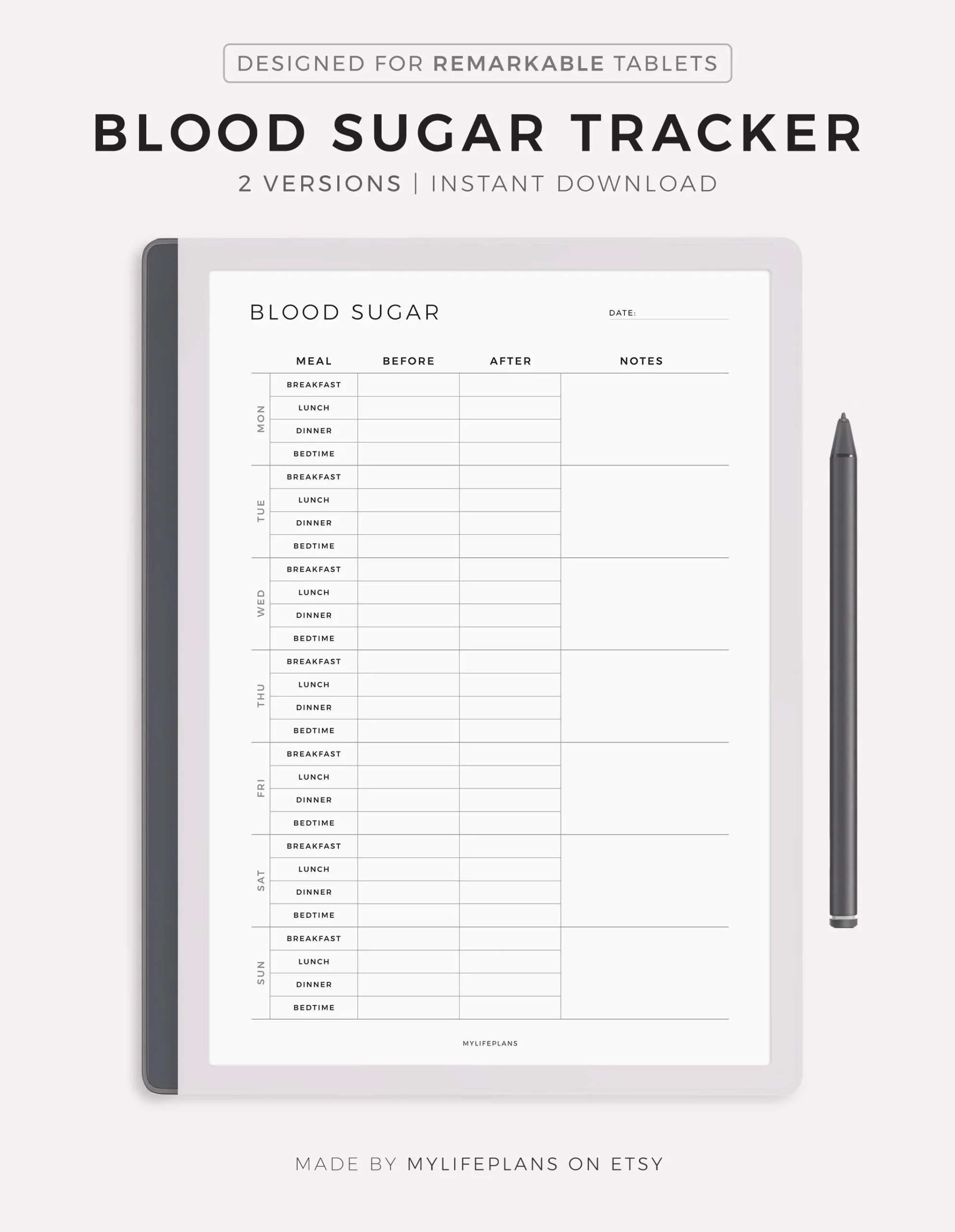 Insulin Blood Sugar Log Printable Etsy Insulin Blood Sugar Log Printable Etsy