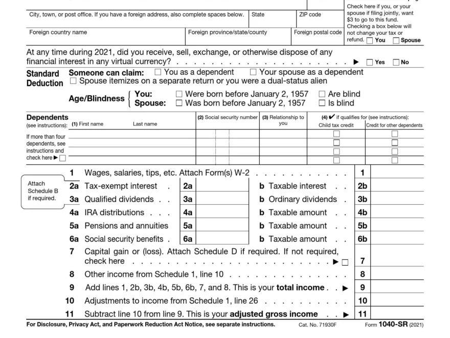 IRS Form 1040 SR Fill Out Printable PDF Forms Online