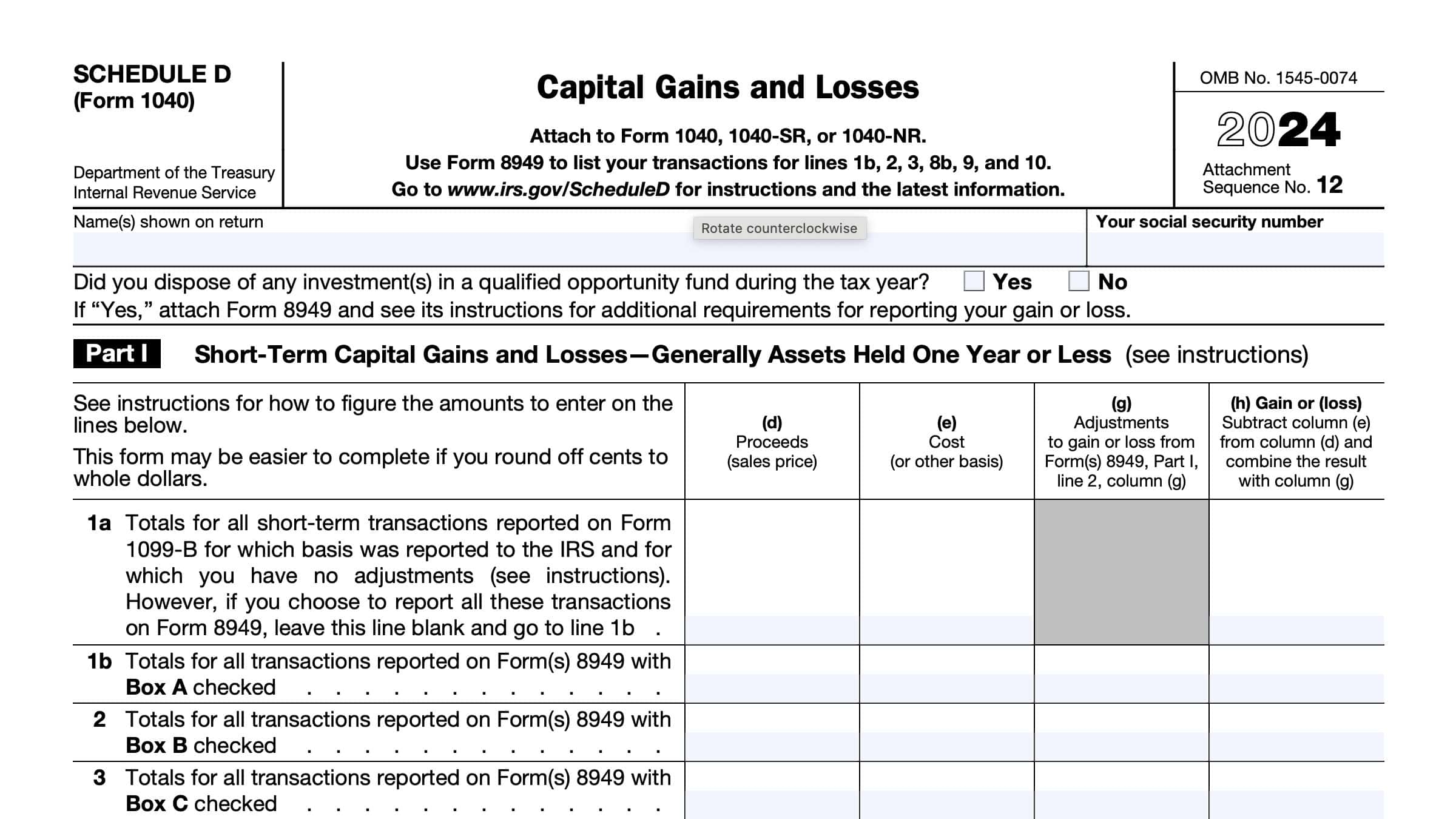 Irs Schedule 1 Printable For 2026