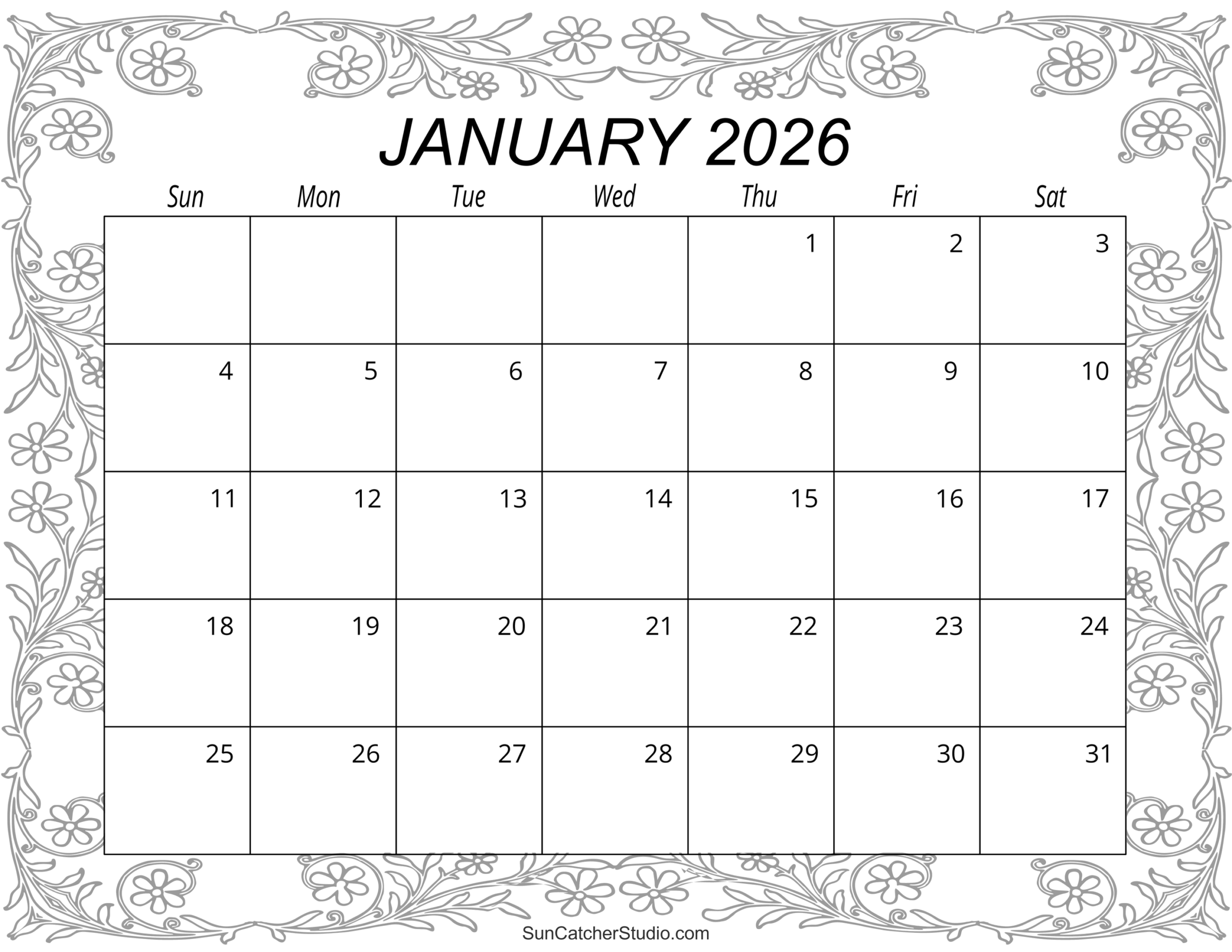 January 2026 Calendar Free Printable Free Printables Monograms Design Tools Patterns DIY Projects January 2026 Calendar Free Printable Free Printables Monograms Design Tools Patterns DIY Projects