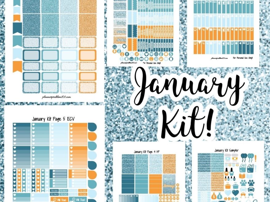 January Colors Weekly KIT Free Printable Planner Stickers PlannerProblem