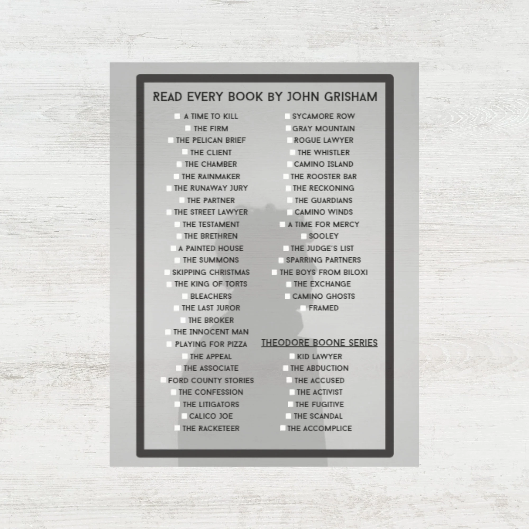 John Grisham Book Checklist John Grisham Booklist John Grisham Checklist John Grisham John Grisham Books Booklist Book Checklist Etsy