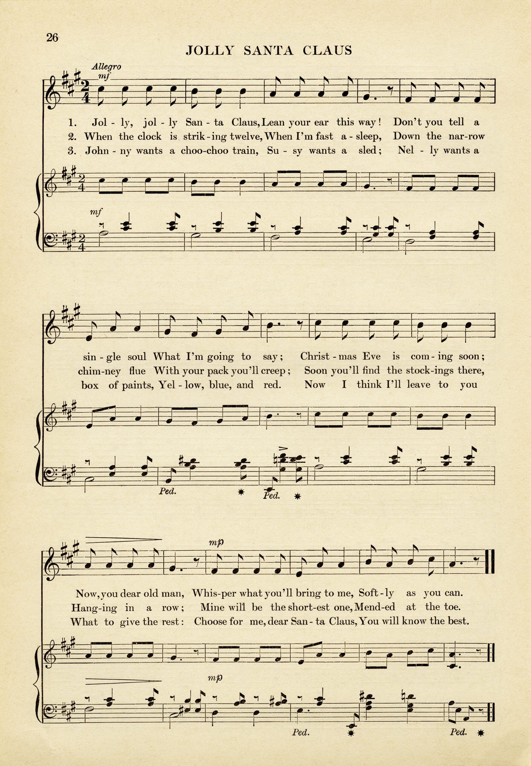 Jolly Santa Claus Vintage Sheet Music The Old Design Shop