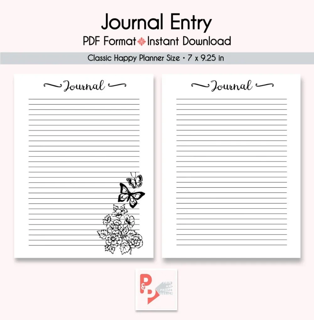 JOURNAL ENTRY Happy Planner Printable Insert Create 365 Happy Planner Inserts Happy Planner Classic MAMBI Planner Instant Download Etsy