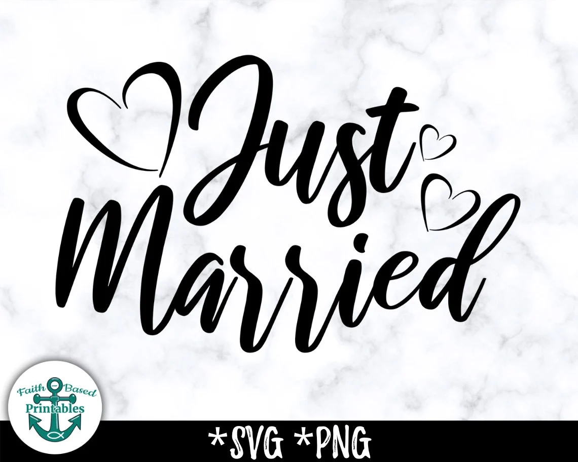 Just Married SVG Just Married PNG Just Married Banner SVG Just Married Shirts Just Married With Hearts Etsy