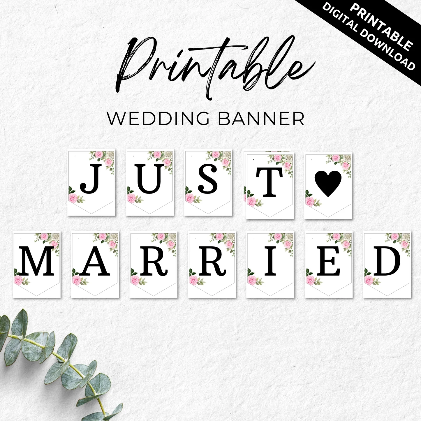 Just Married Wedding Banner Printable Droo Aya