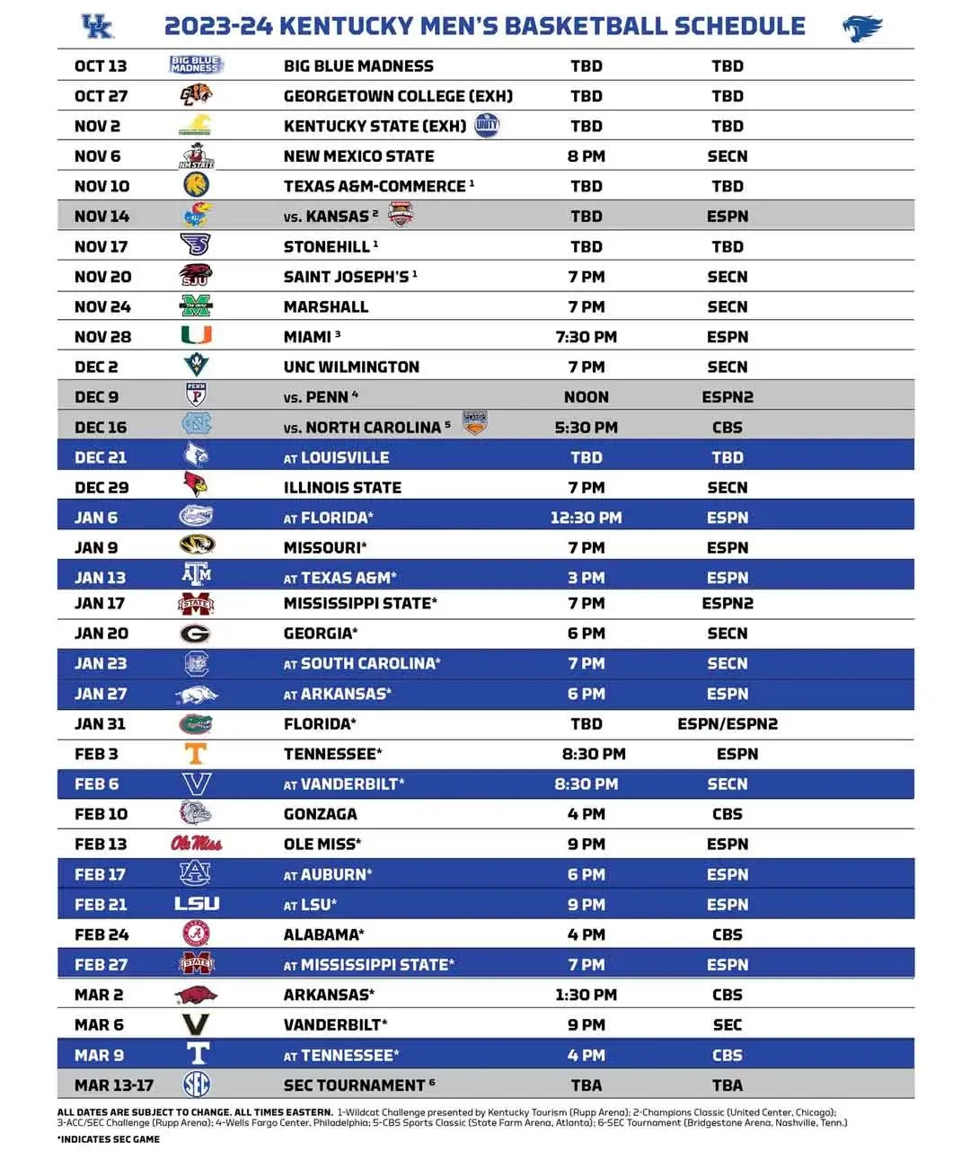 Ku Basketball Printable Schedule