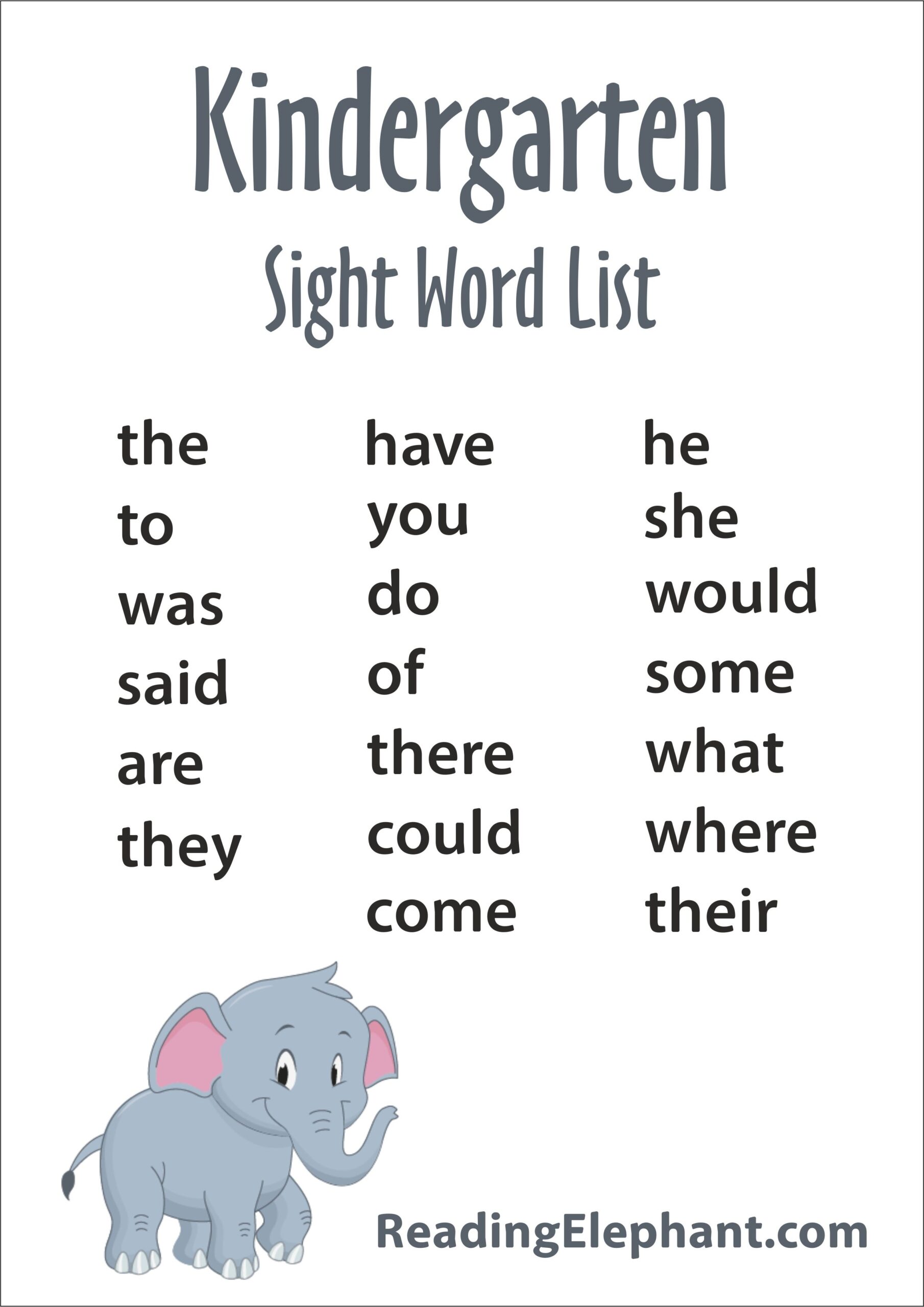 Free Printable Word List
