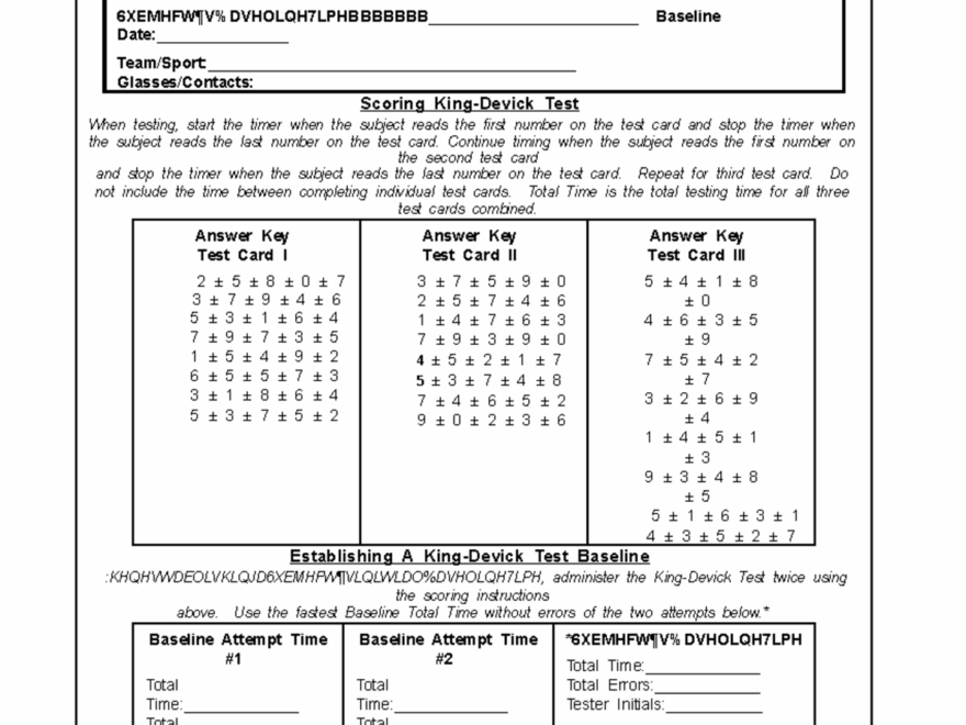 King Devick Concussion Screening Test Score Sheet Instructions Studocu