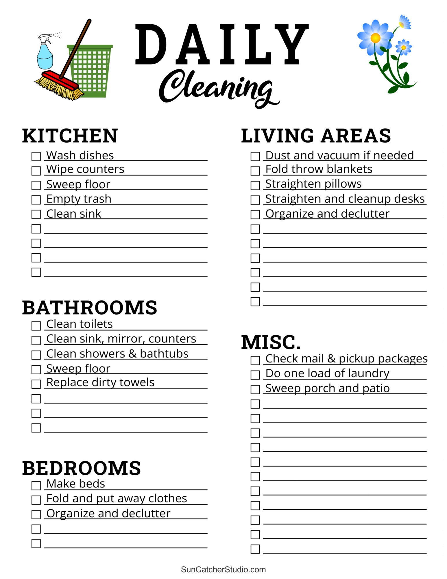 Kitchen Cleaning Checklist Printable Printable Party Favors