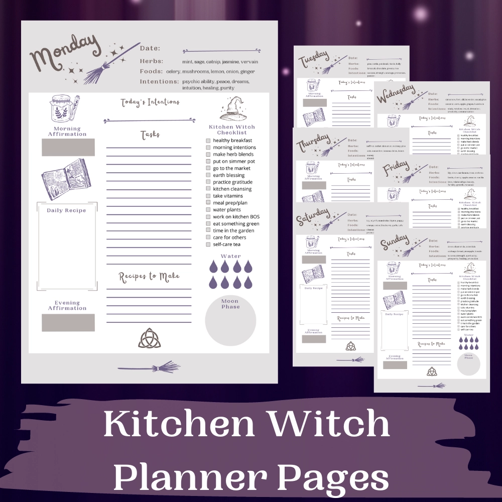 Kitchen Witch Daily Planner Pages The Wholesome Witch