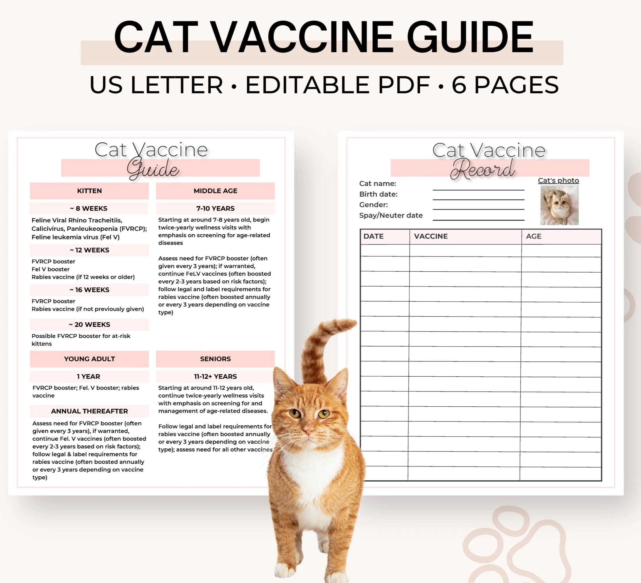Printable Chart Of Recommended Cat Vaccines