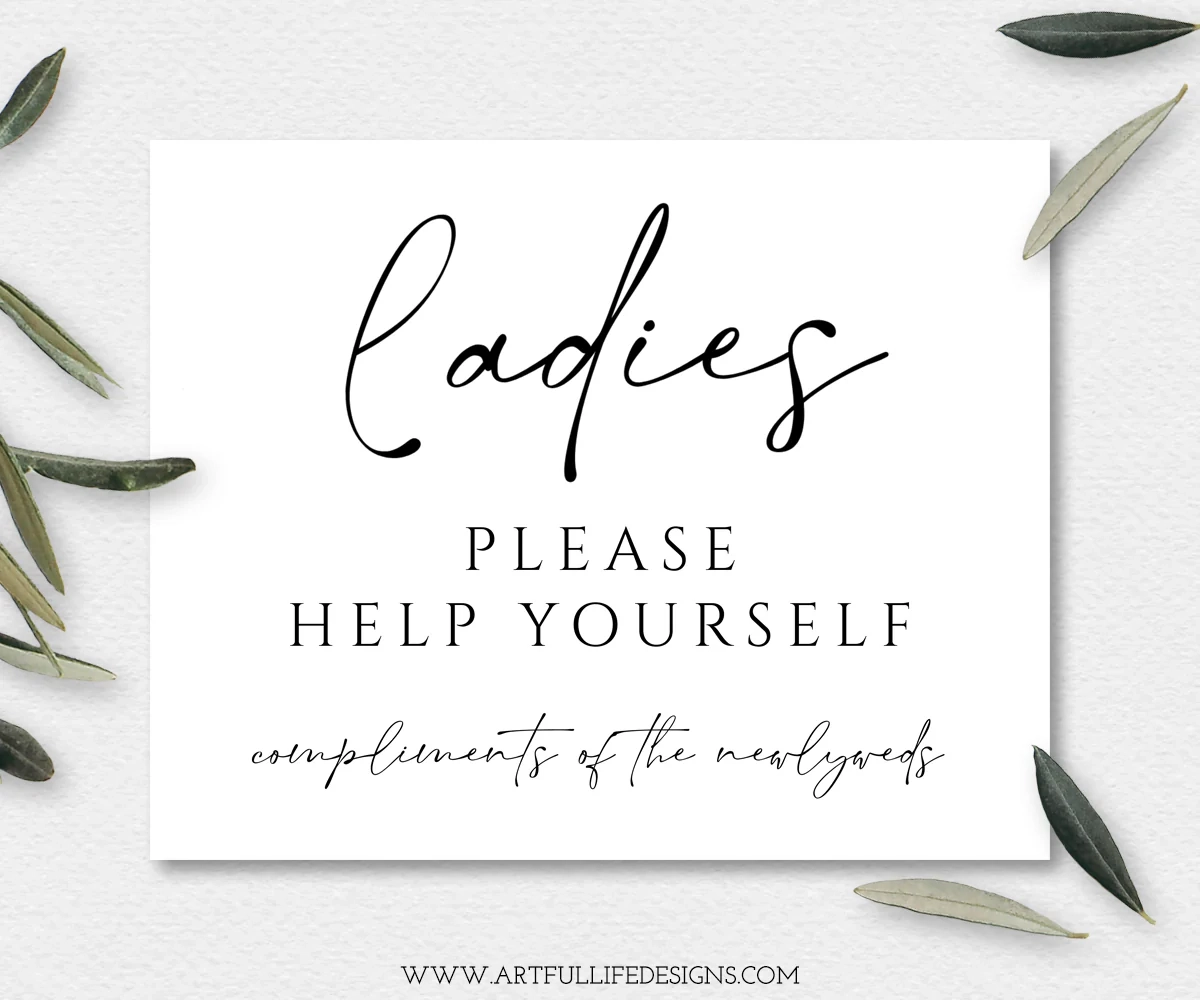 Free Printable Wedding Bathroom Basket Sign