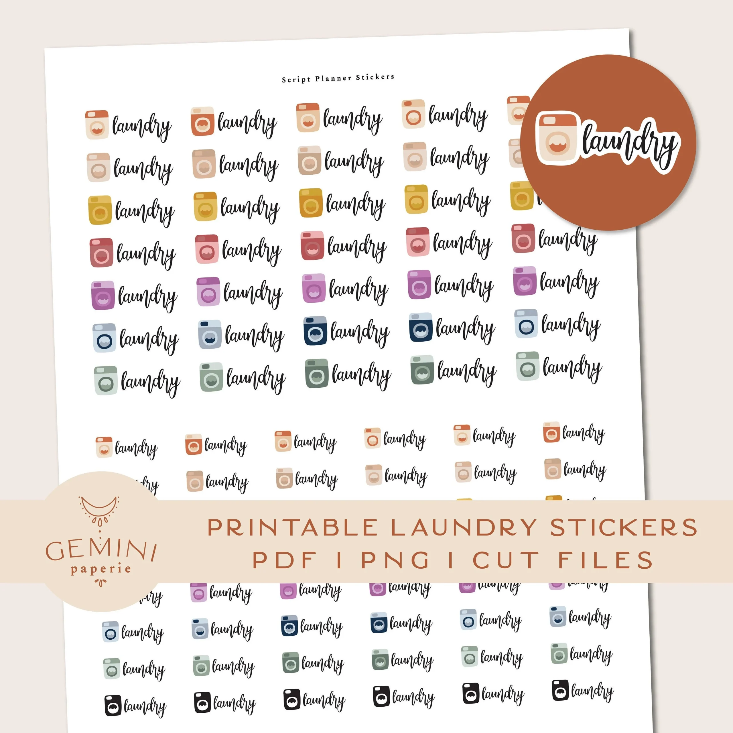 Laundry Printable Stickers DIY Printable Stickers Etsy