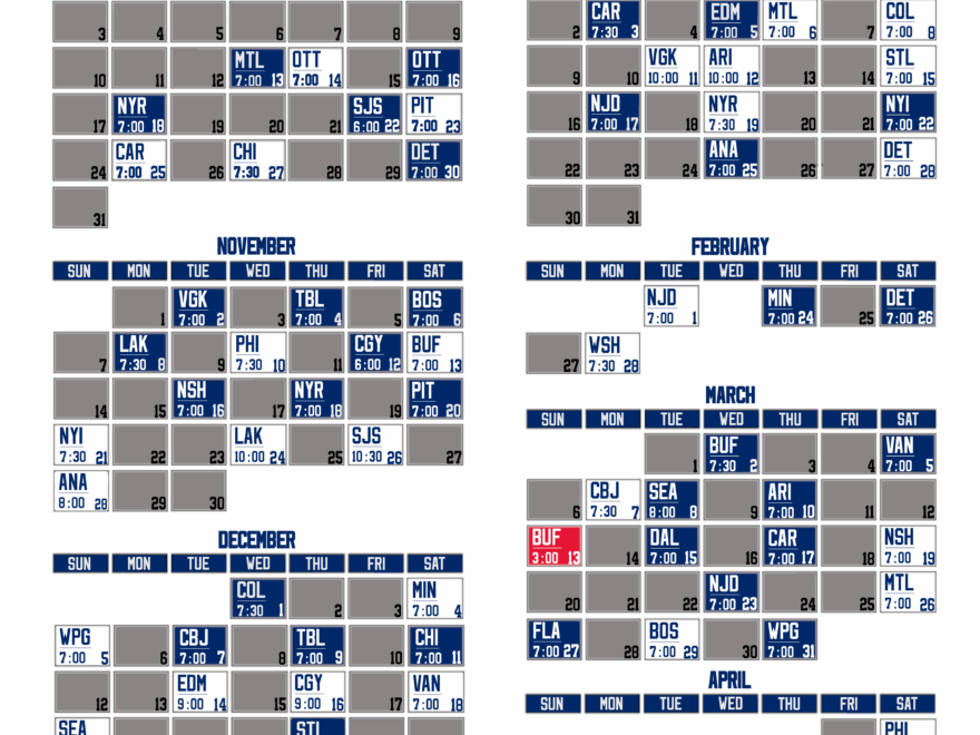 Leafs 2021 22 Printable Schedule R leafs