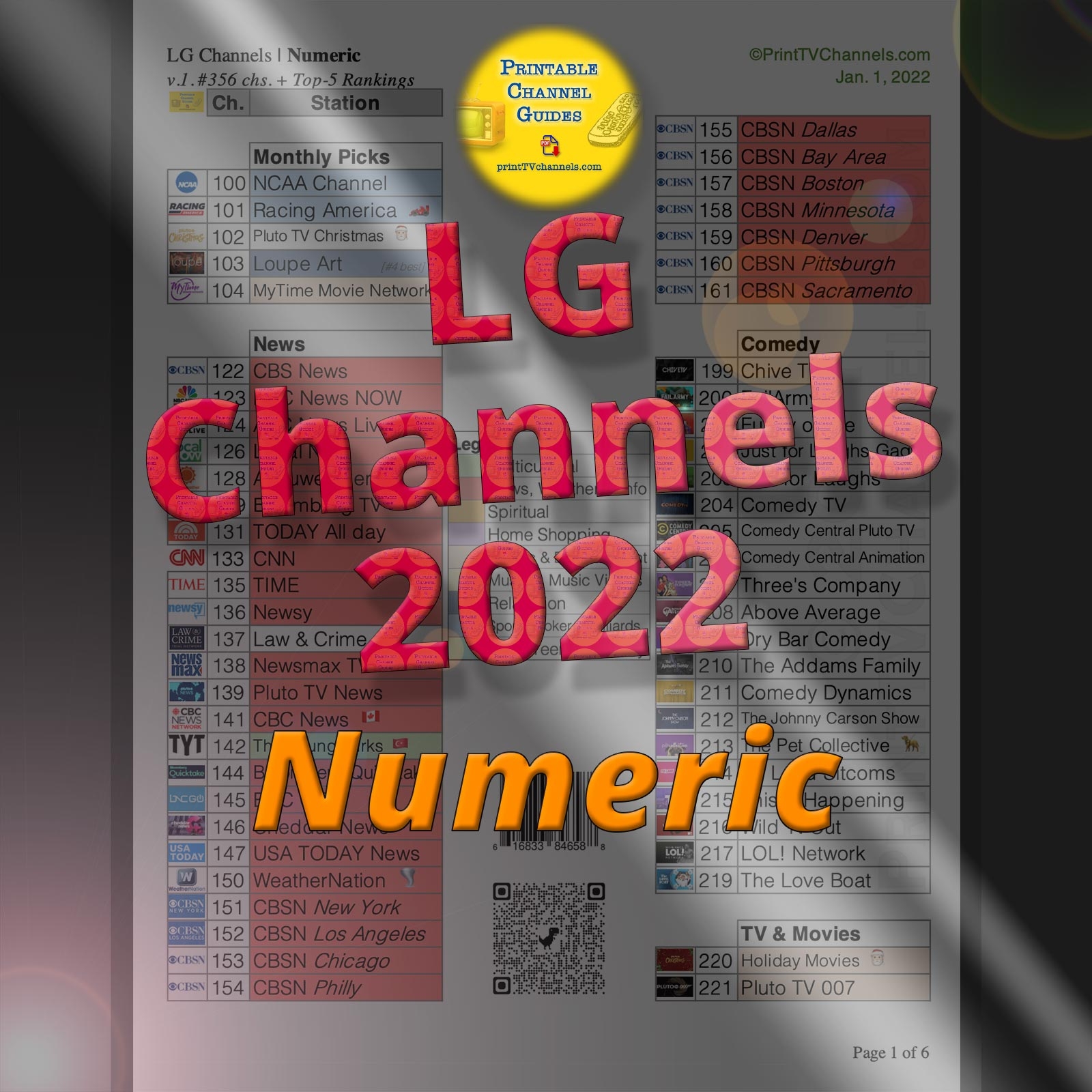 LG Channels List Printable Channel Guide Numeric Free TV Stations
