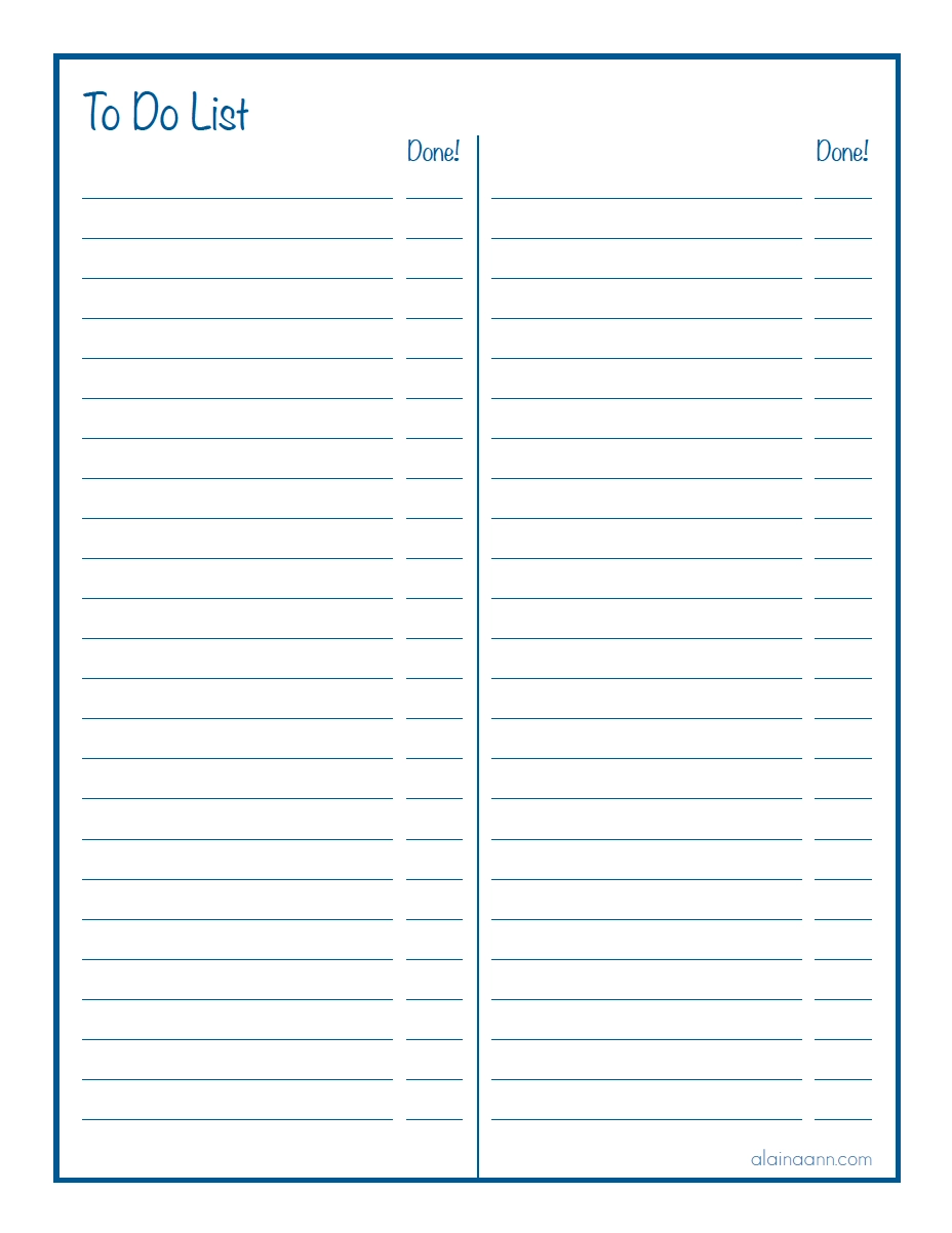 List With Columns Printable