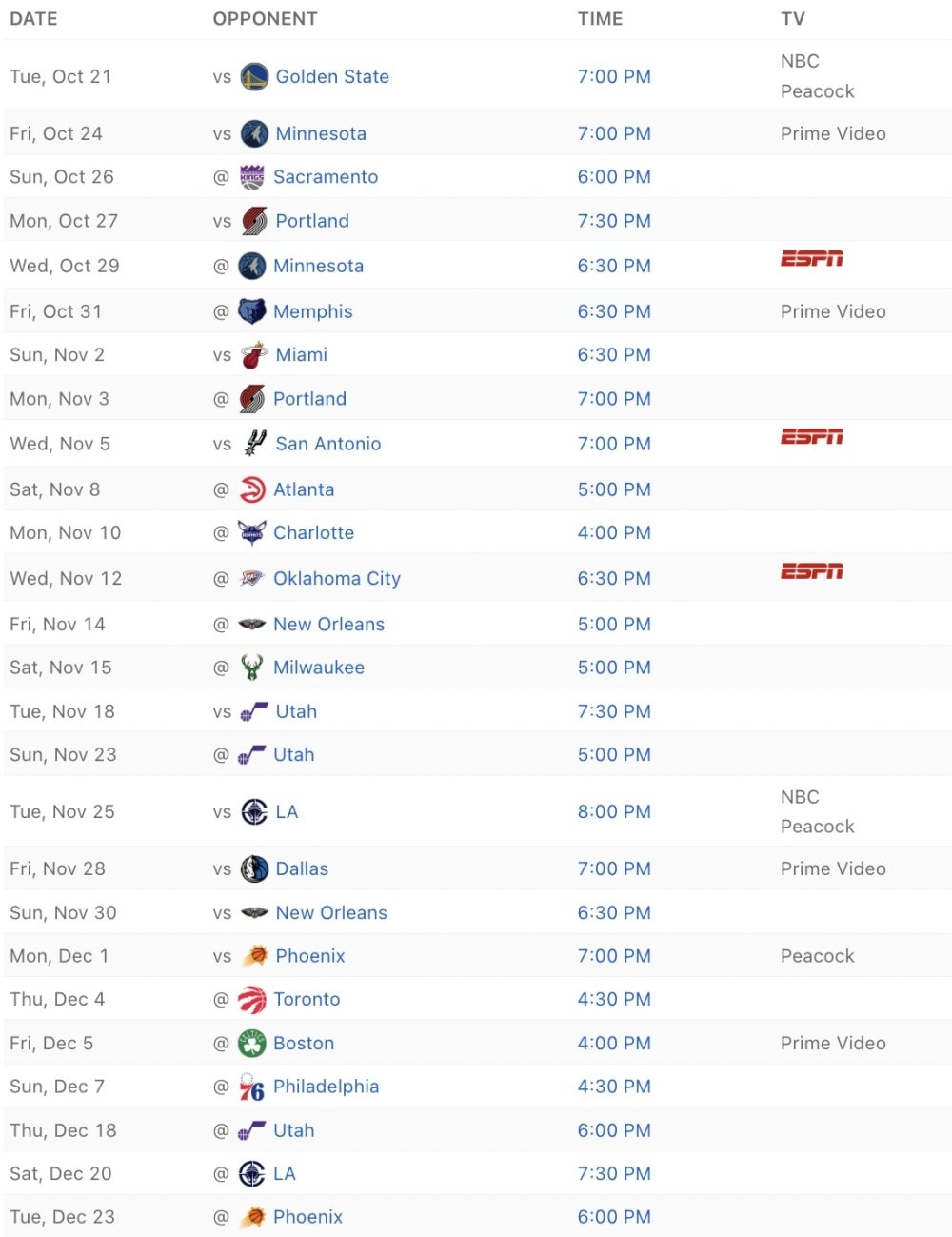 2025-2026 Printable Lakers Schedules