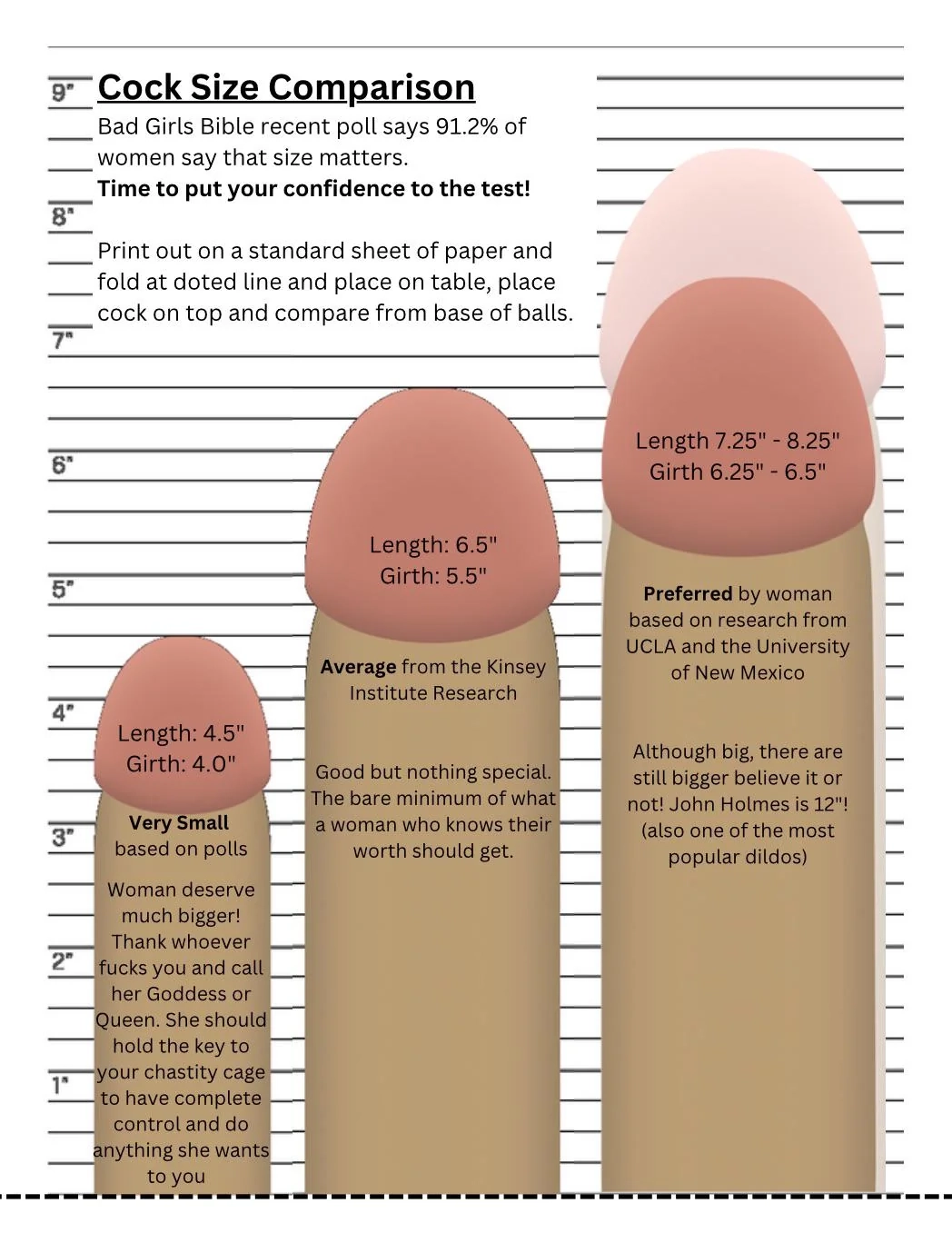 Made Printable Penis Size Comparison Chart This For Humiliation What Do You Think R PenisShinking
