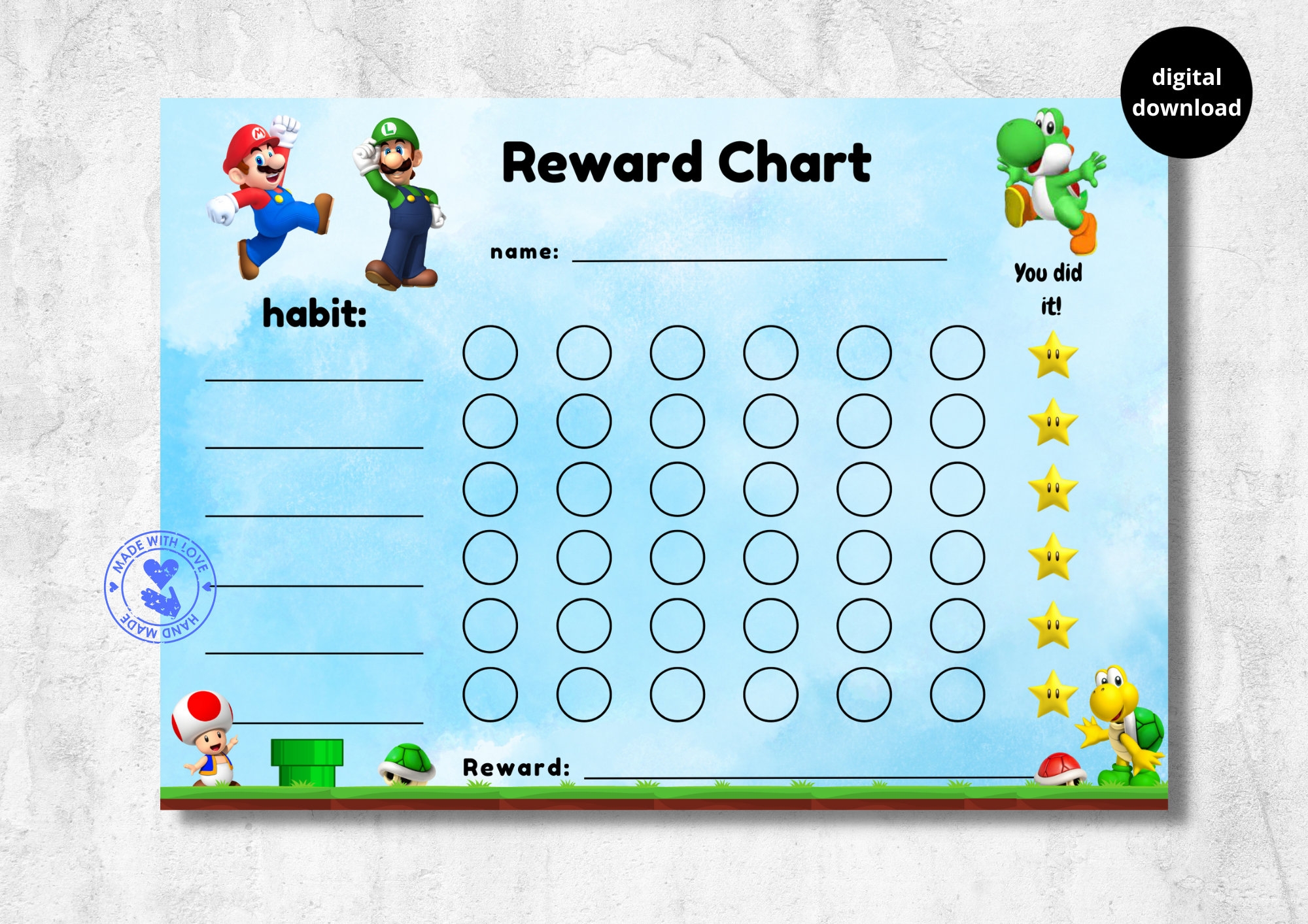 Mario Reward Chart Printable