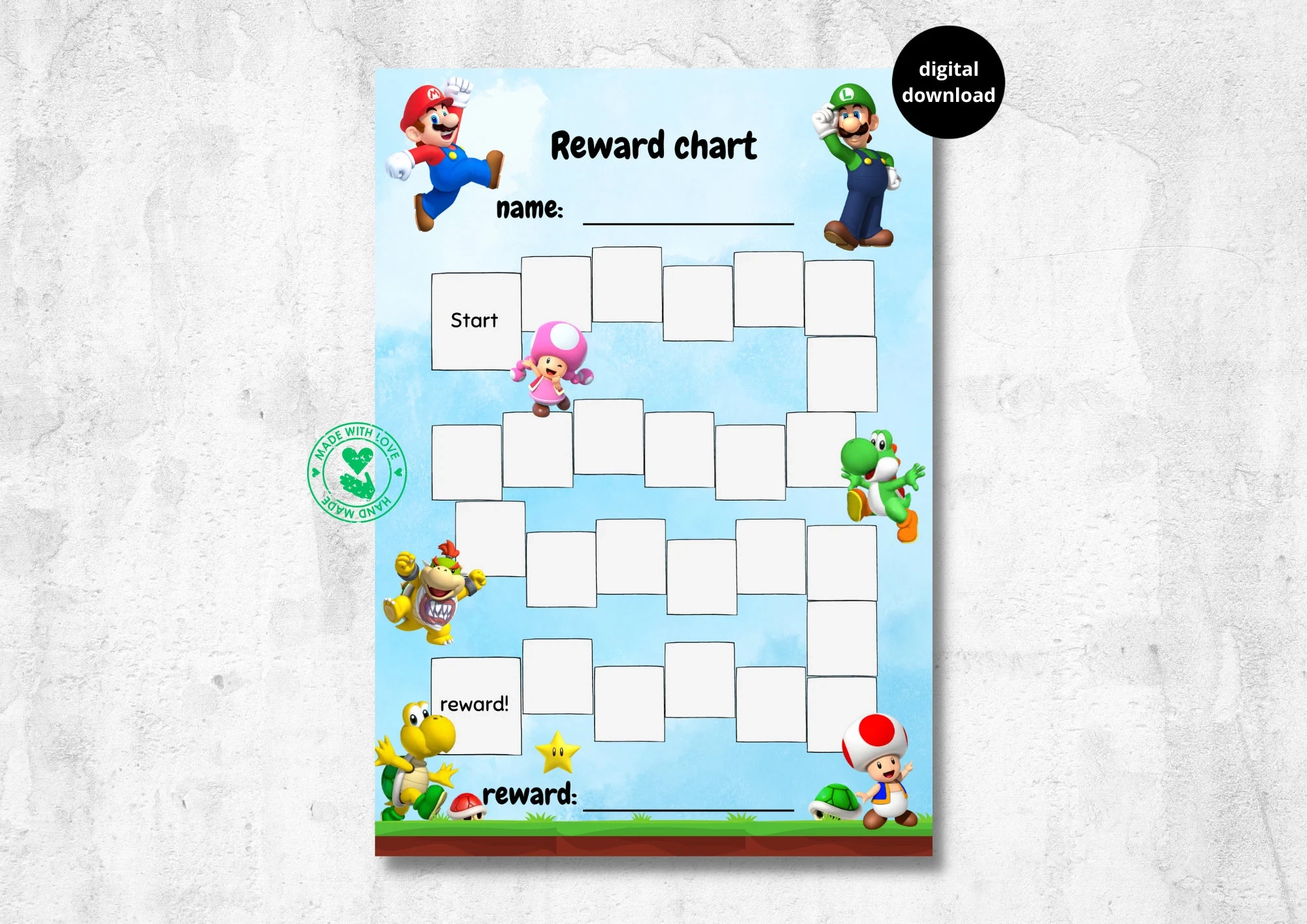 Behavior Reward Chart Printable Mario