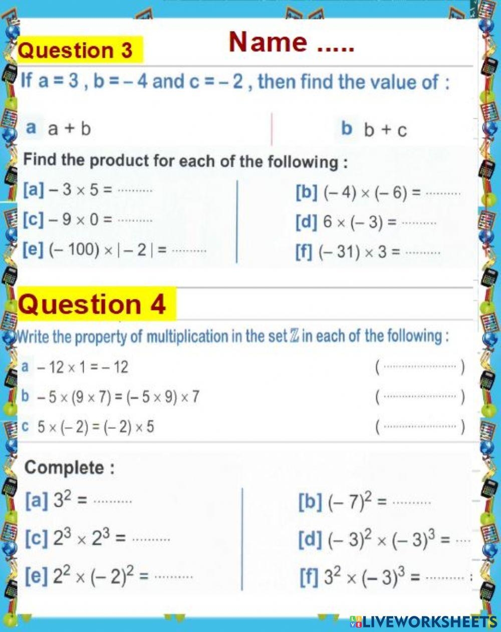 Math Test Grade Free Interactive Worksheets 839495