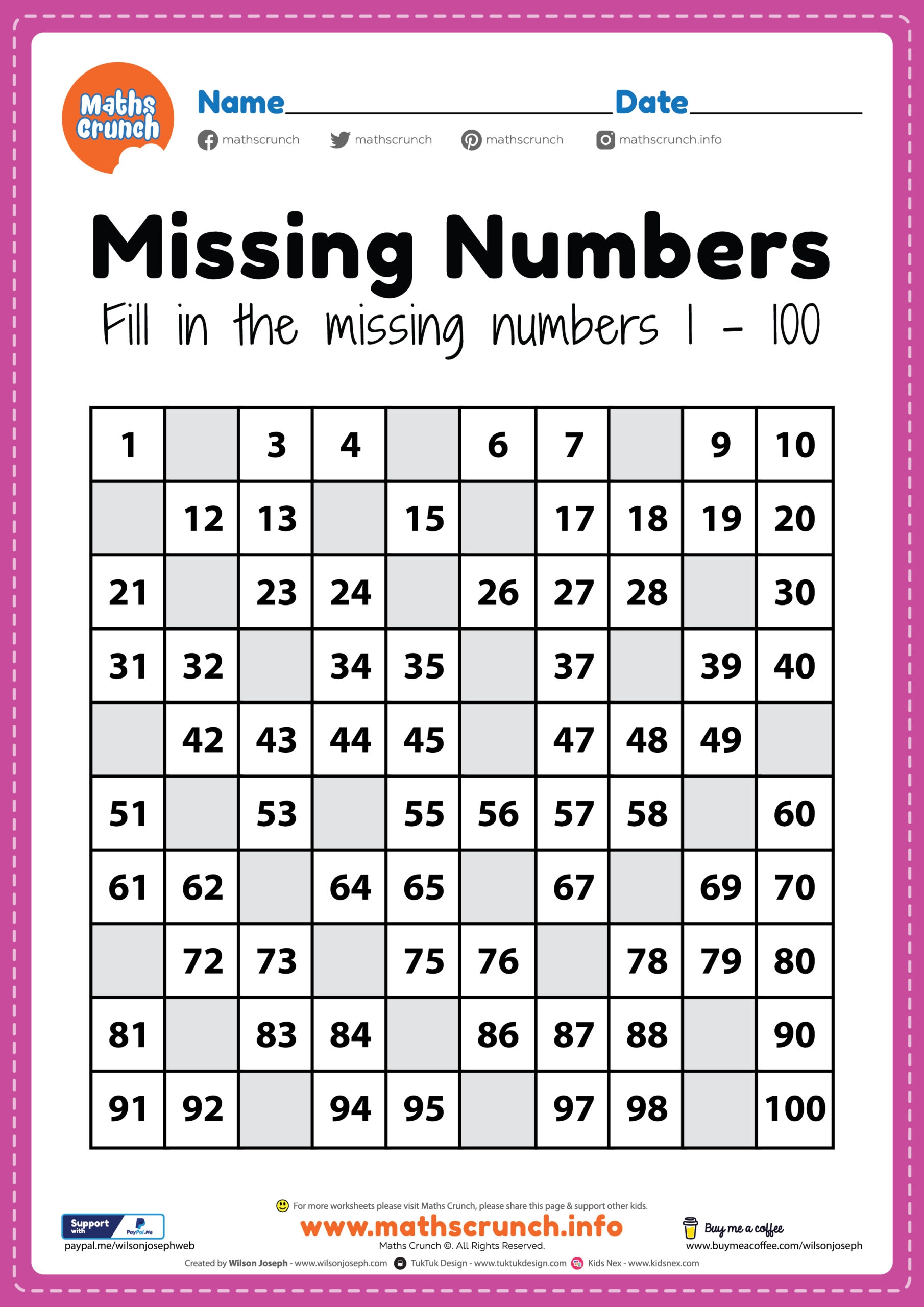 Math Work Sheet Printable