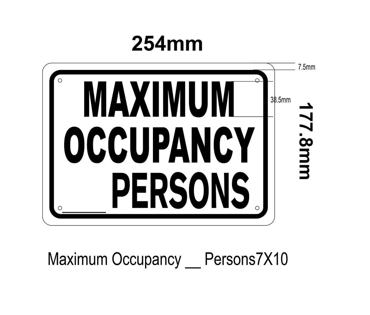 Maximum Occupancy Persons Sign