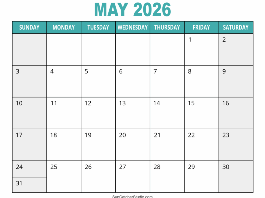 May 2026 Calendar Free Printable Free Printables Monograms Design Tools Patterns DIY Projects