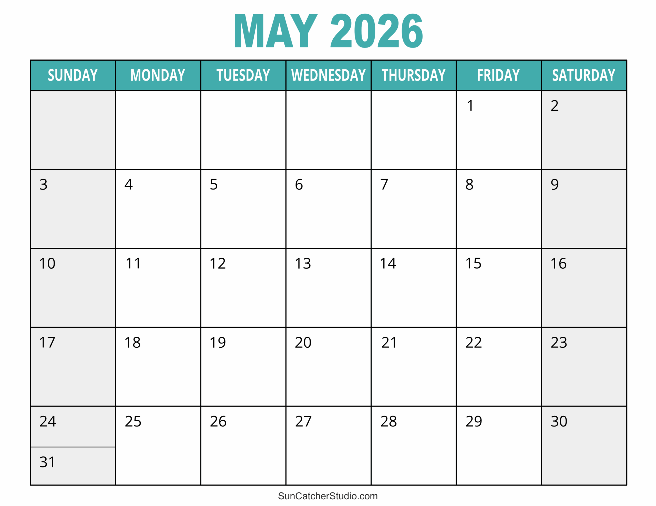 May 2026 Calendar Free Printable Free Printables Monograms Design Tools Patterns DIY Projects