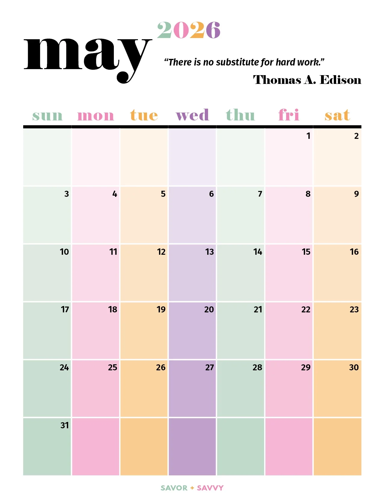 2026 May Weekly Work Schedule Printable