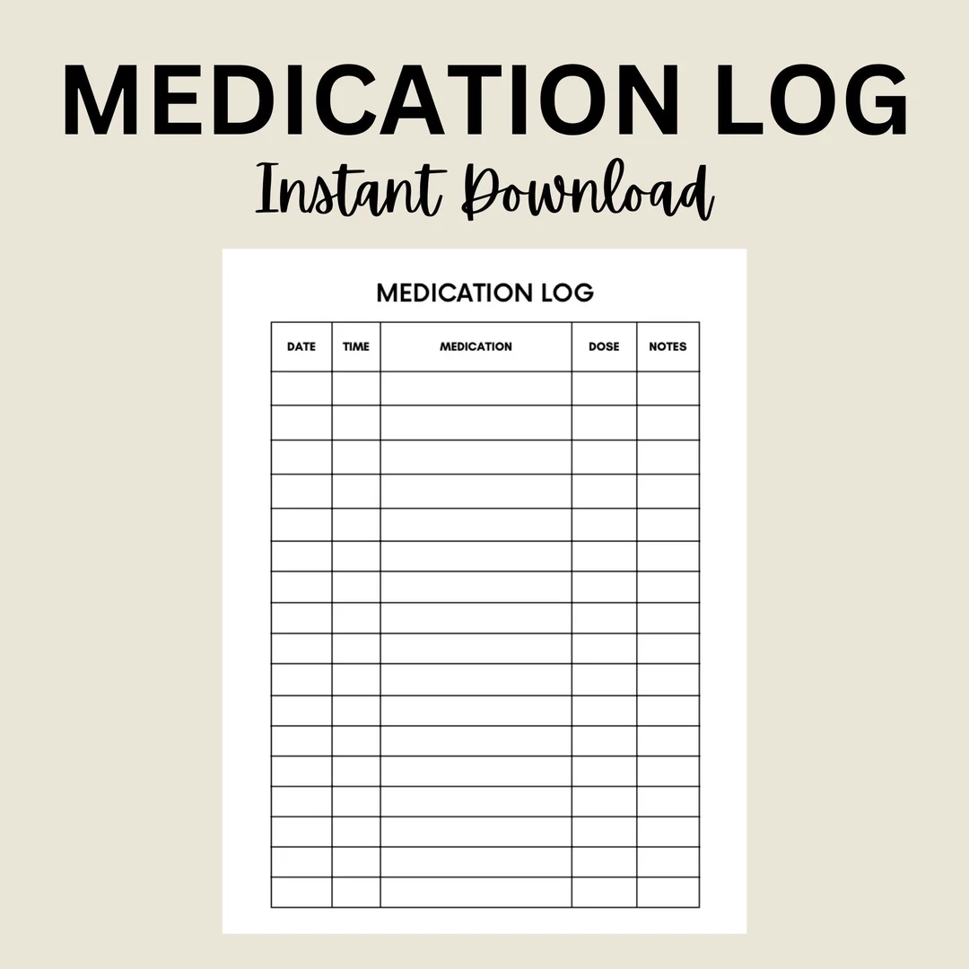 Printable Medicine List Log