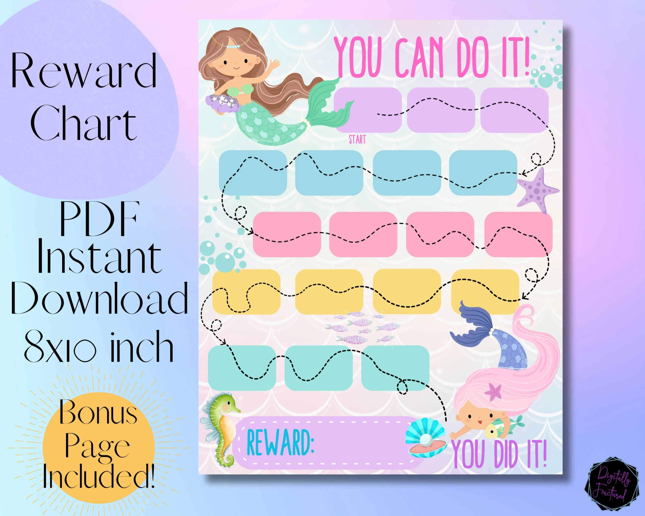 Mermaid Reward Chart Printable Reward Chart Mermaid Sticker Chart Kids Chore Chart Daily Routine Sticker Chart Kids Behavior Chart Etsy
