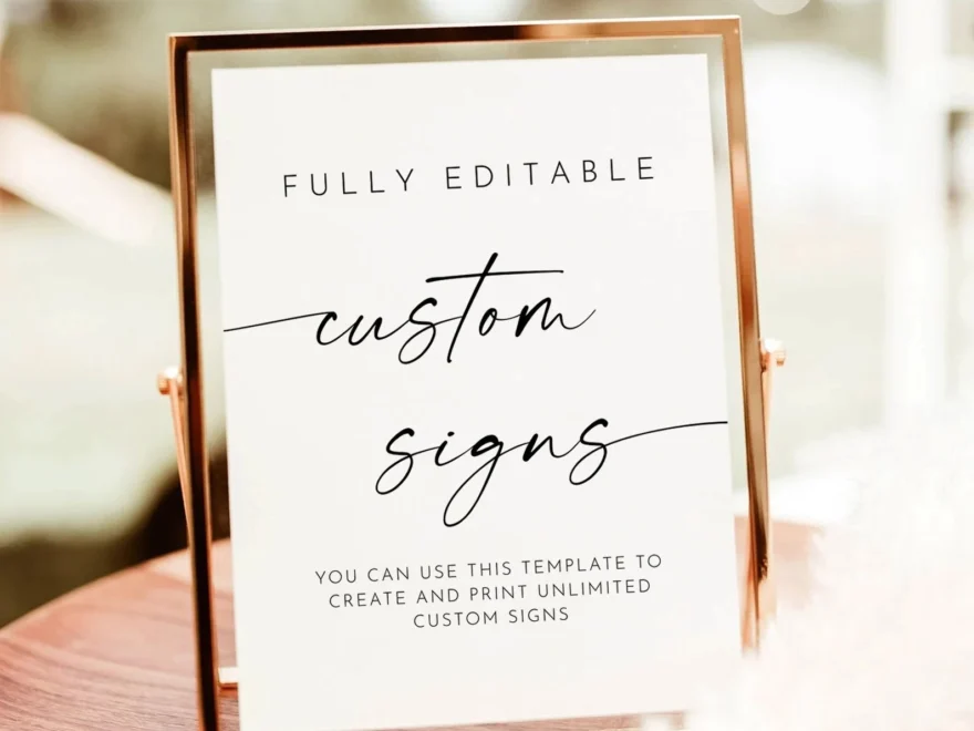 Minimalist Custom Sign Template Modern Wedding Sign Printable Customizable Wedding Signage Bohemian Wedding Signs Fully Editable Sign Etsy