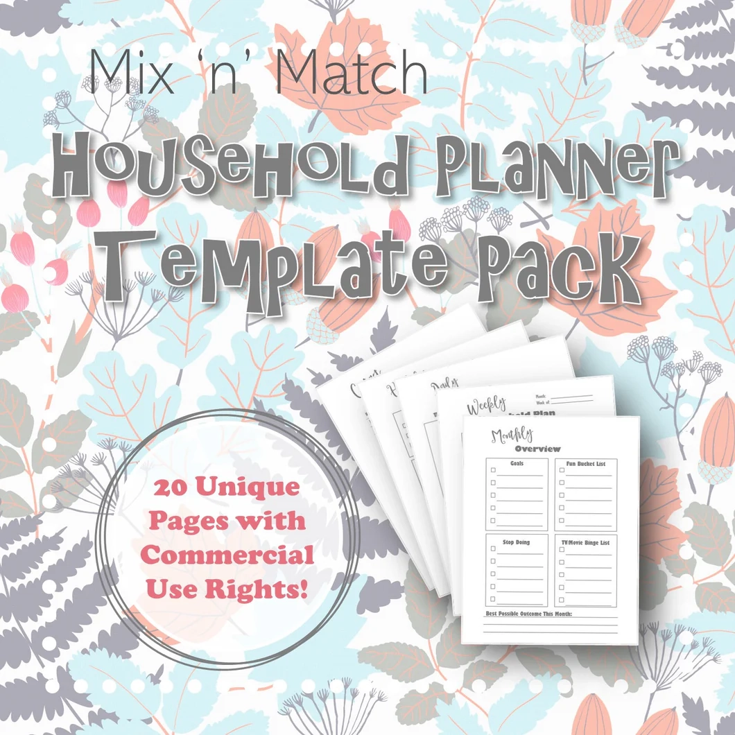 Mix n Match Household Planner Template Pack Heart And Soul Society