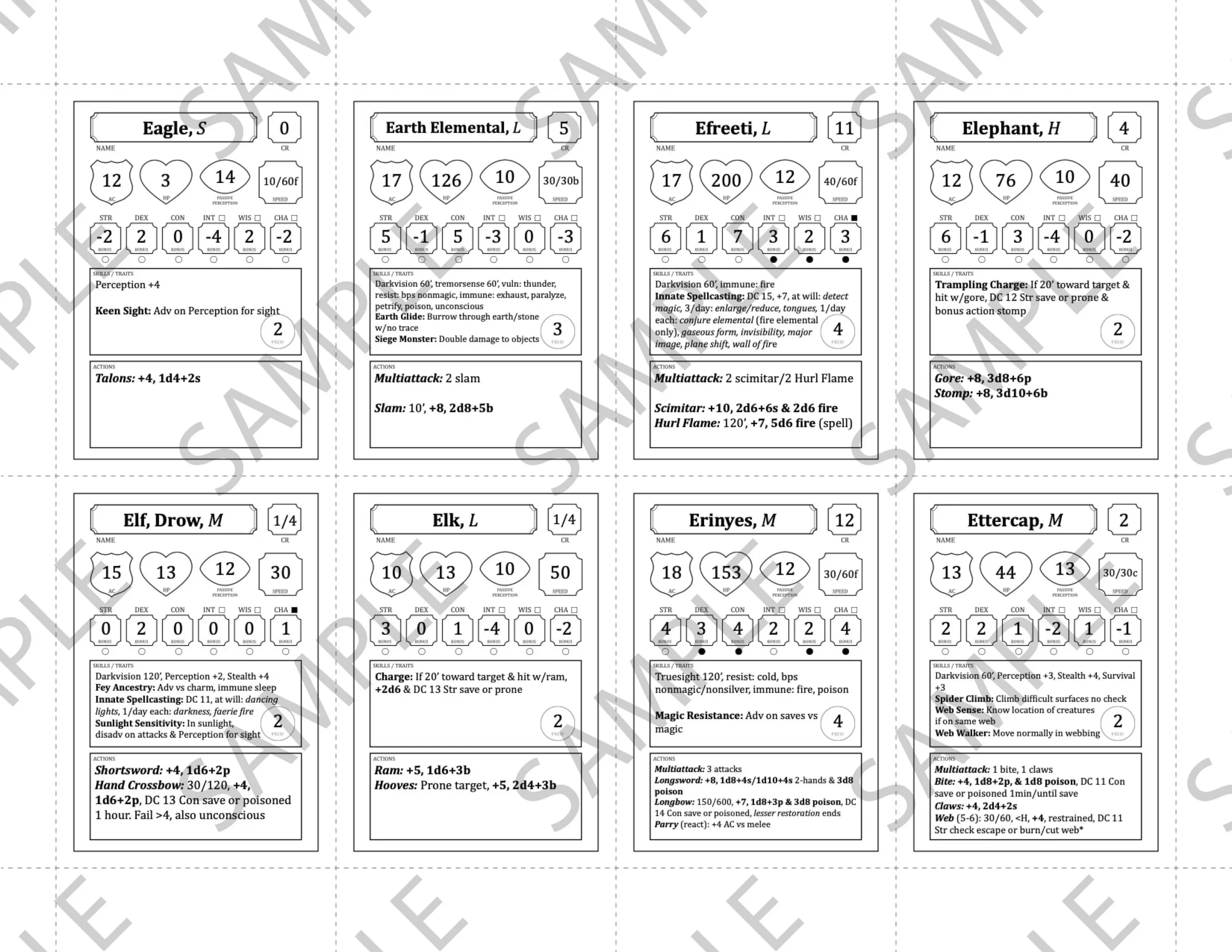 Dnd Printable Monster Sheet