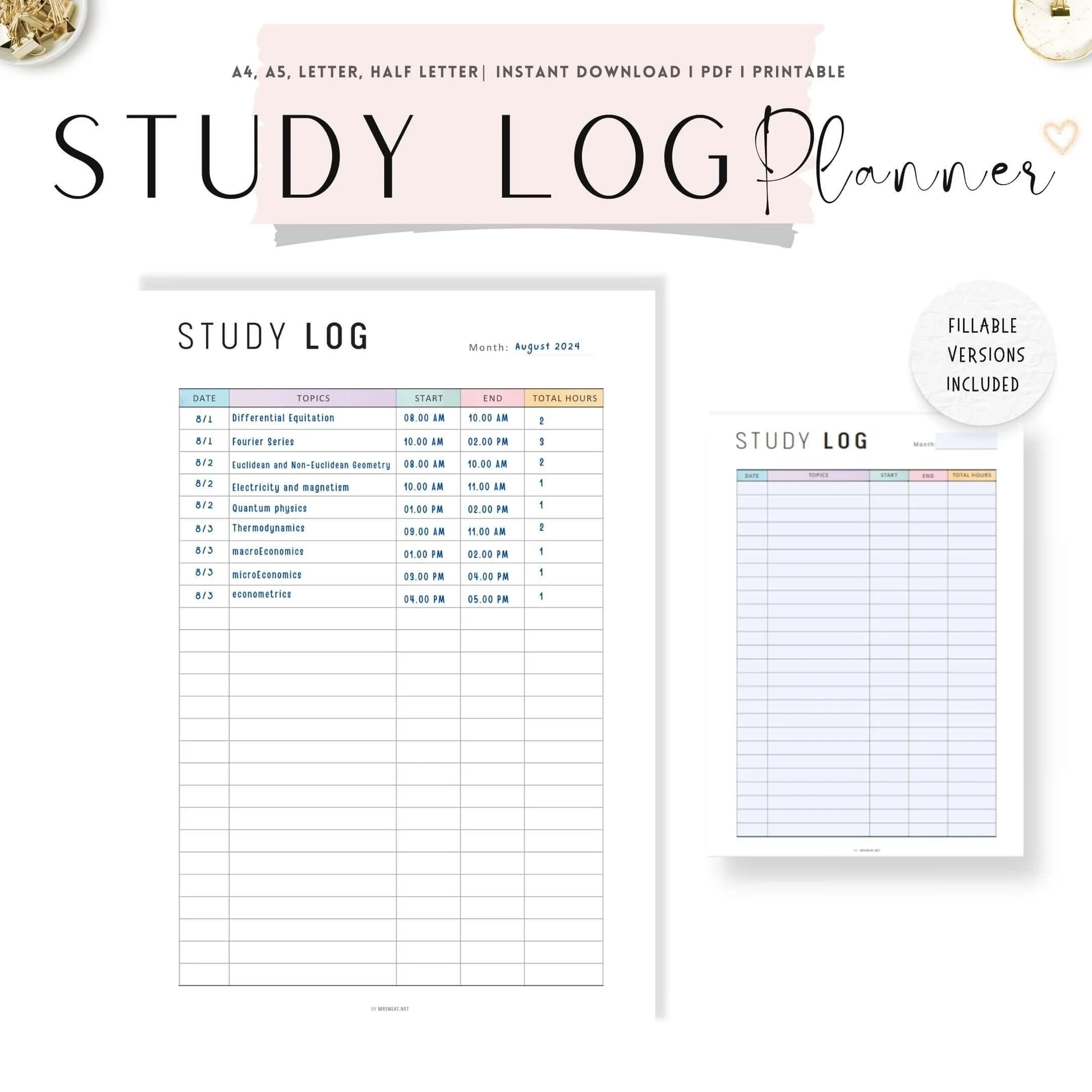 Printable Monthly Study Planner Printable Monthly Study Planner