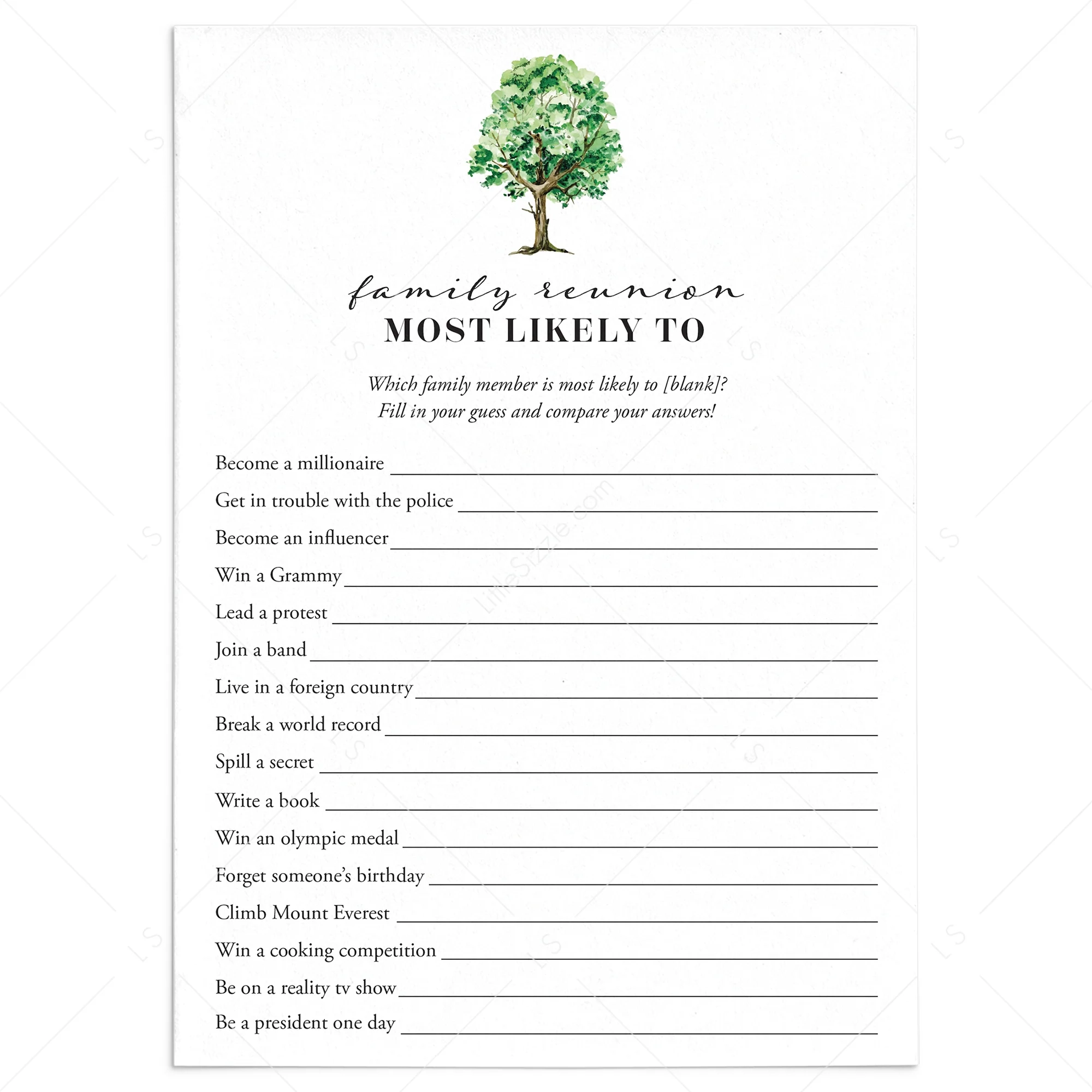 Most Likely To Family Edition Game Printable LittleSizzle