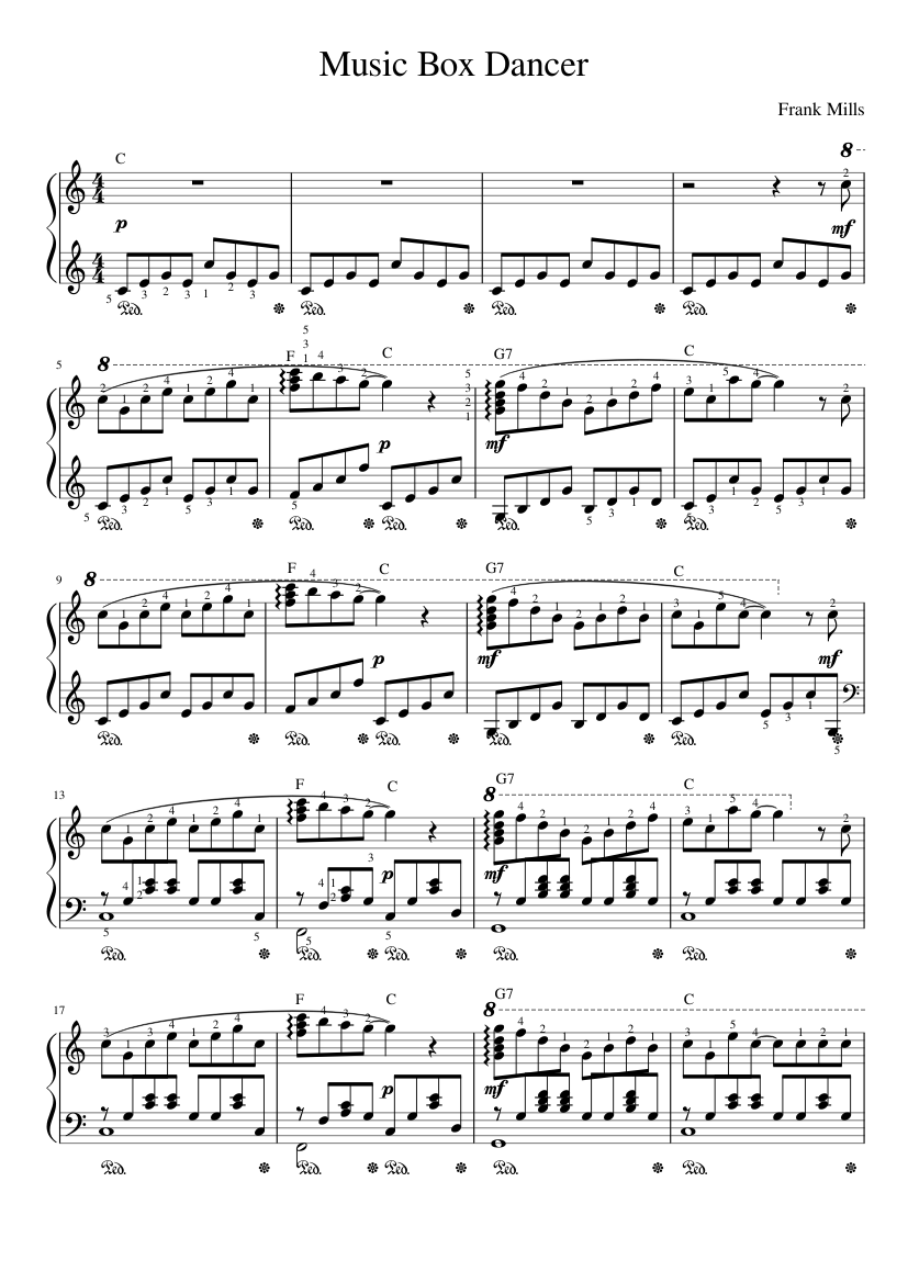 Music Box Dancer Sheet Music For Piano Solo Easy MuseScore