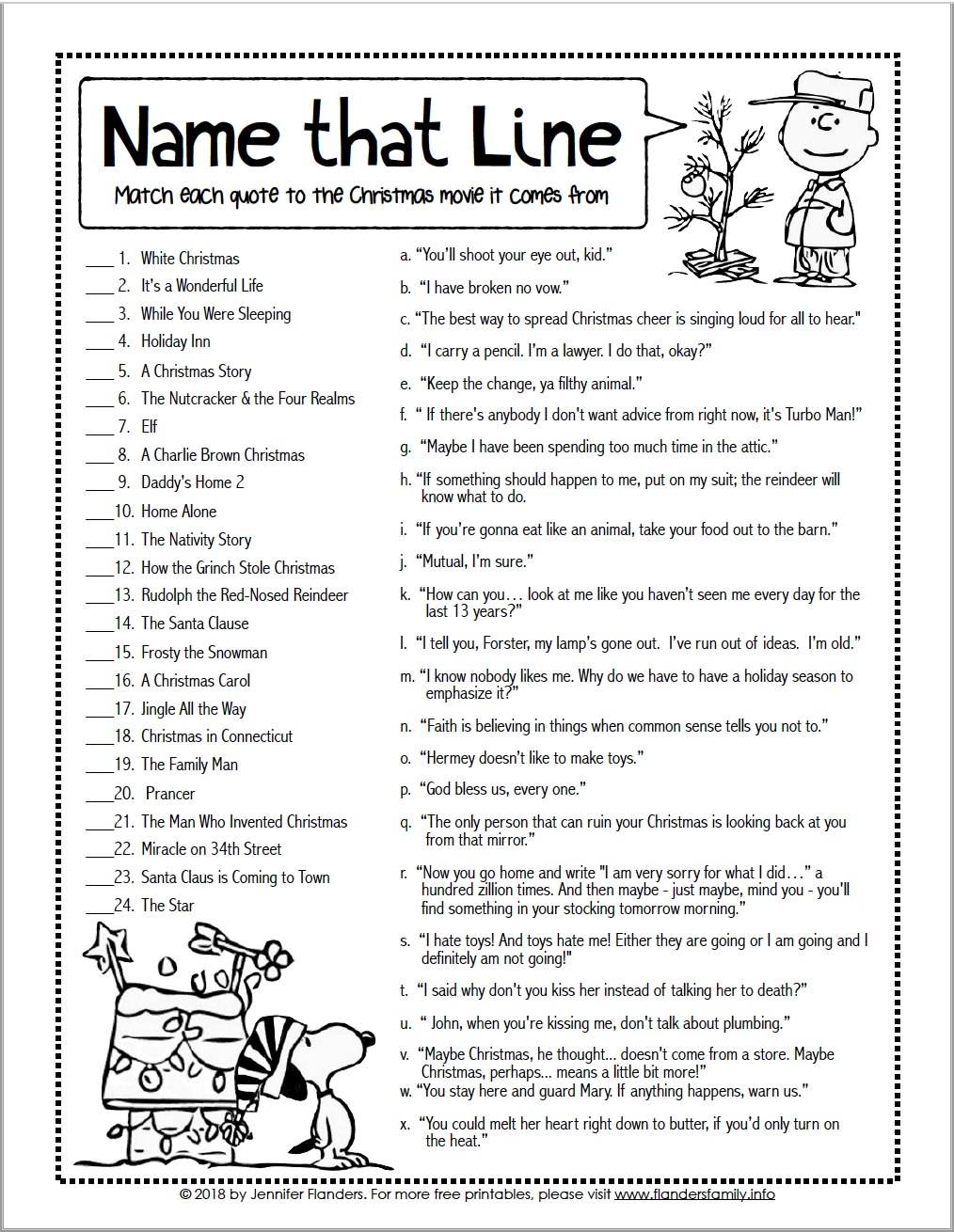 Christmas Film Quiz Printable