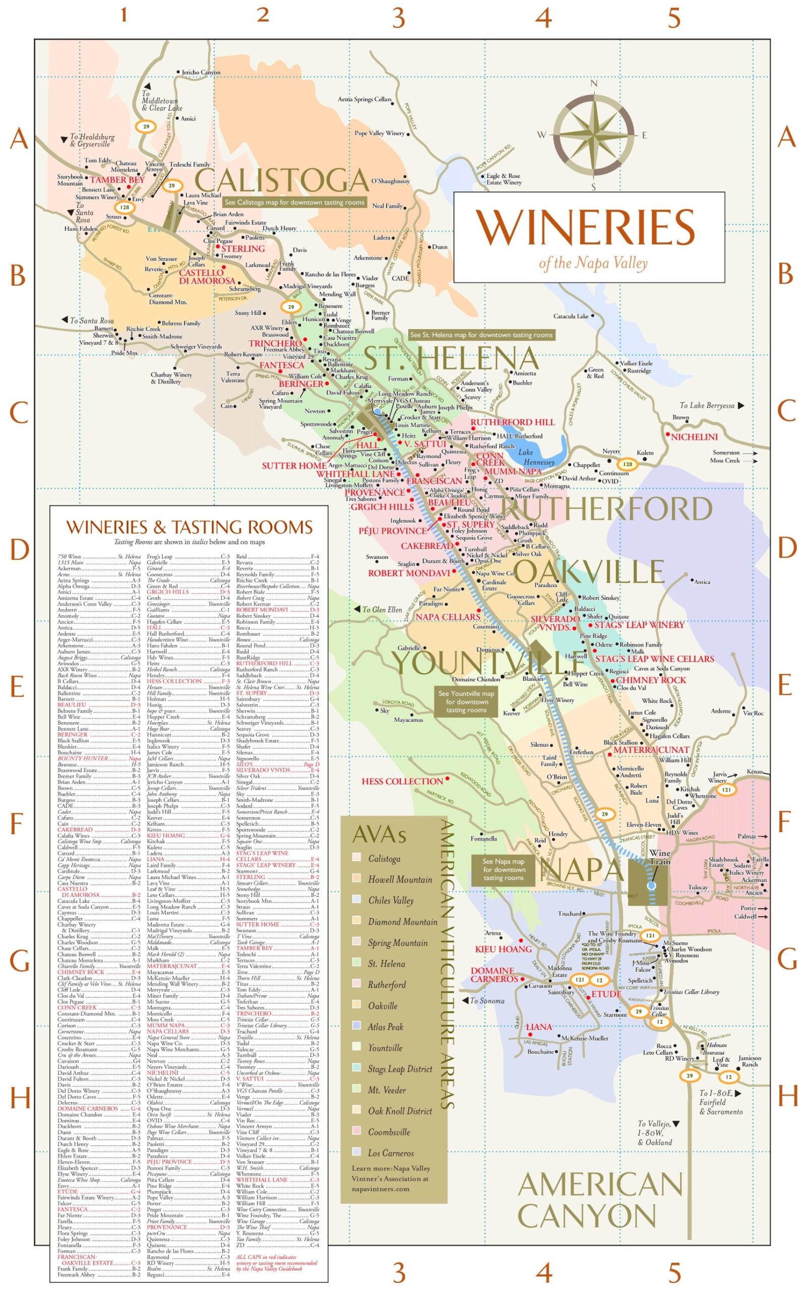 Napa Valley Wineries And Tasting Rooms Map Ontheworldmap