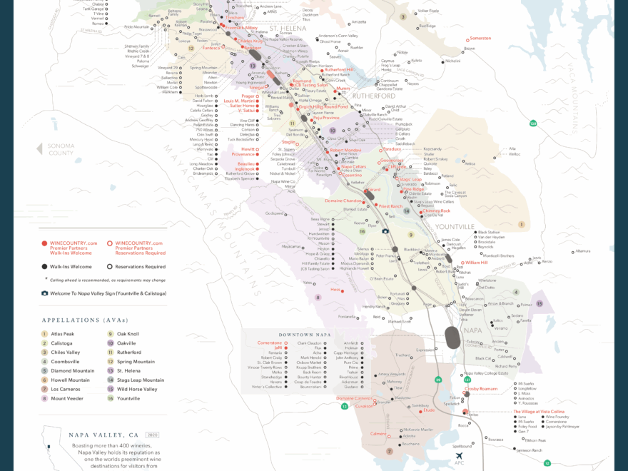 Napa Valley Winery Map 2025 Napa Valley